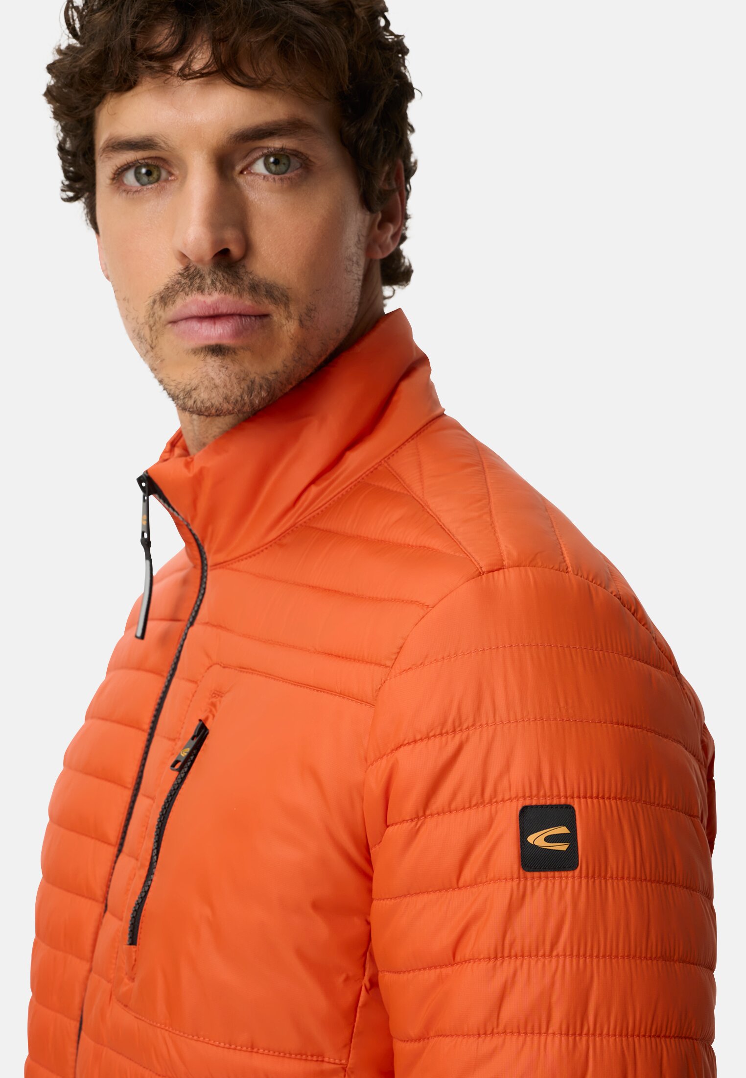 Heren Blouson met opstaande kraag Oranje gedragen detail dichtbij  