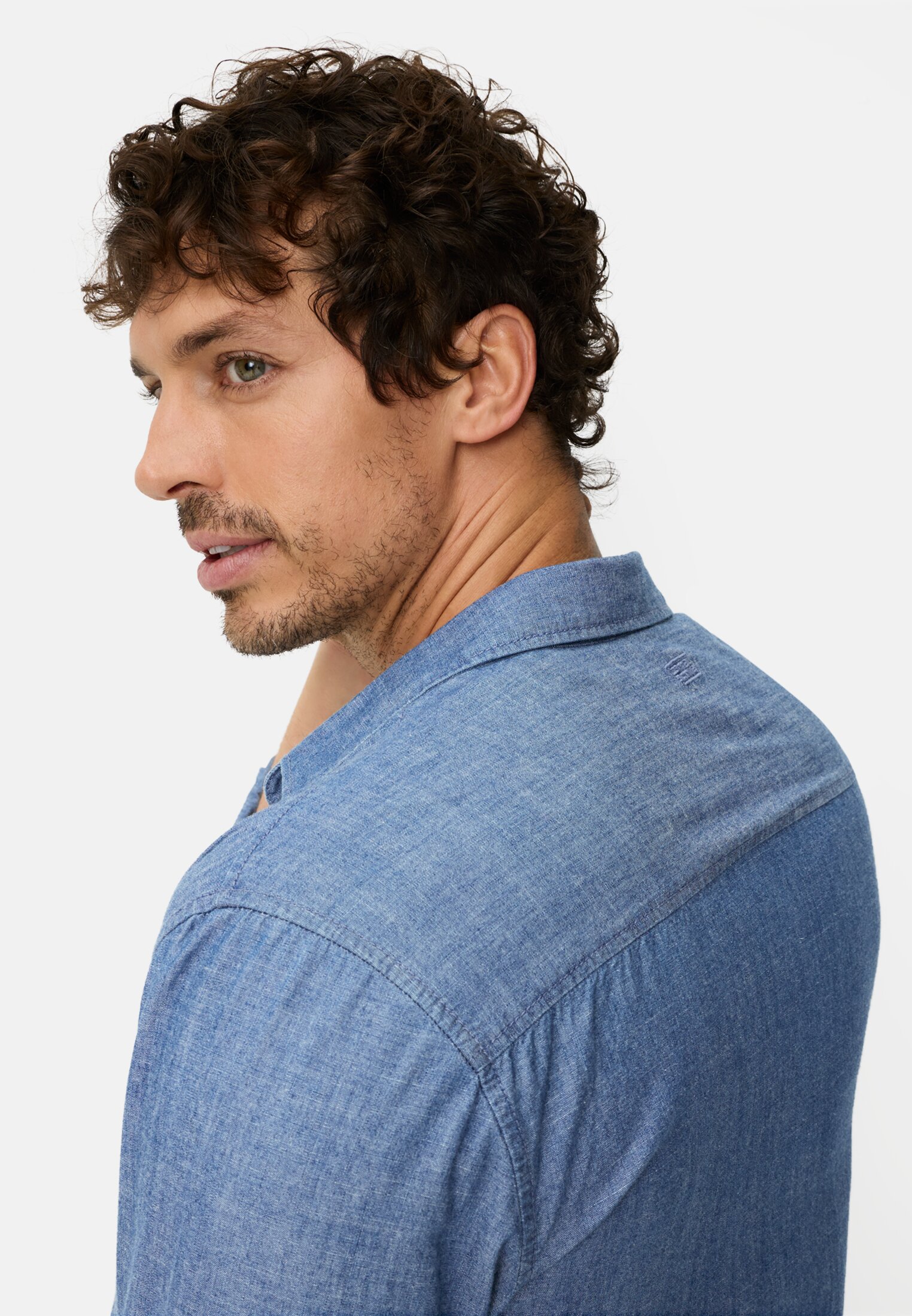 Heren Overhemd met lange mouwen van puur katoen Blauw gedragen emotional 