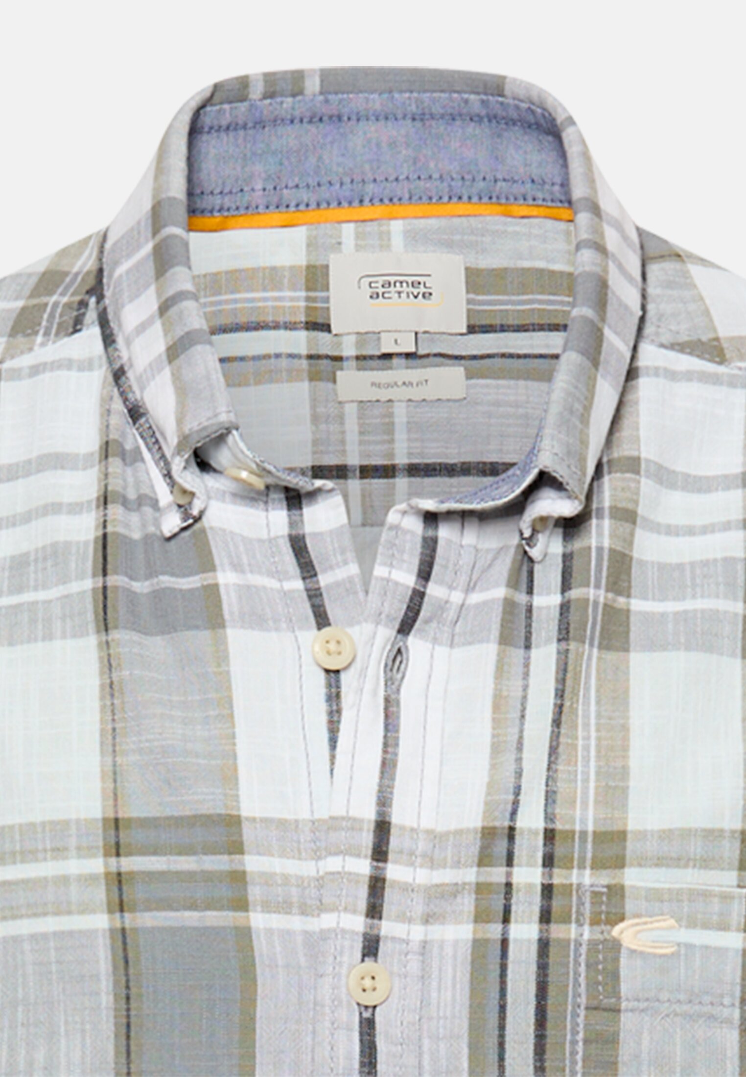 Men Check shirt made from 100% cotton Grey front close