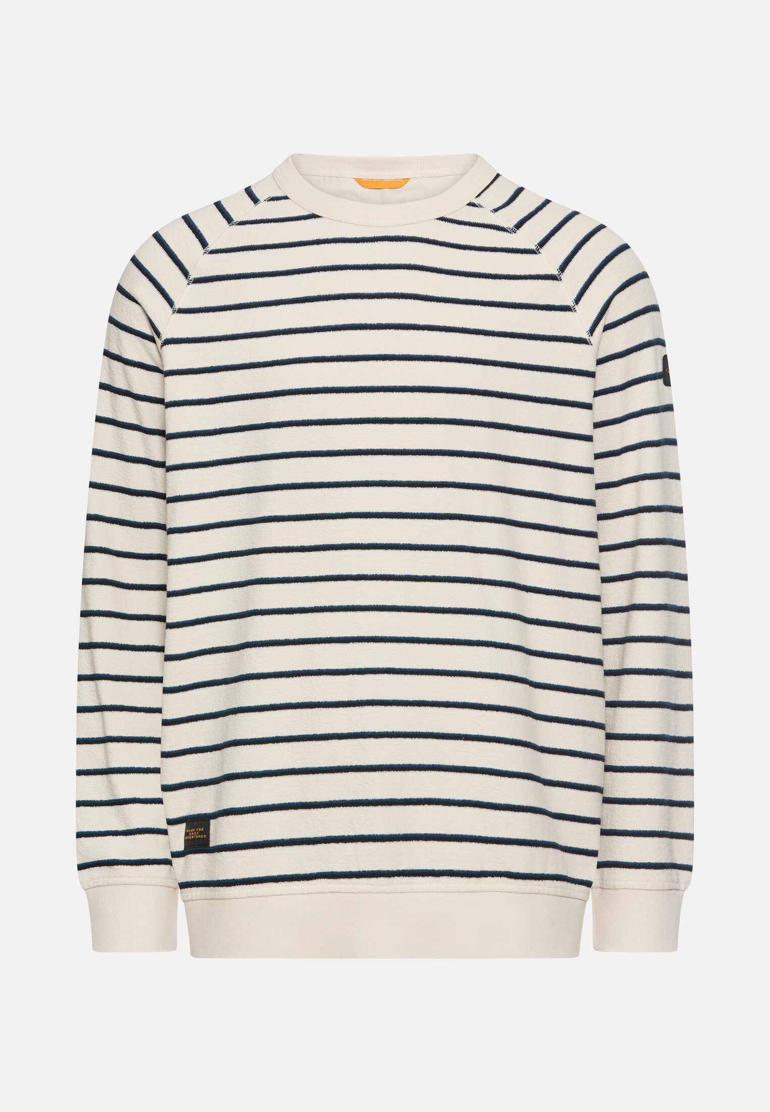 Heren Gestreept sweatshirt met ronde hals Wit frontaal voor