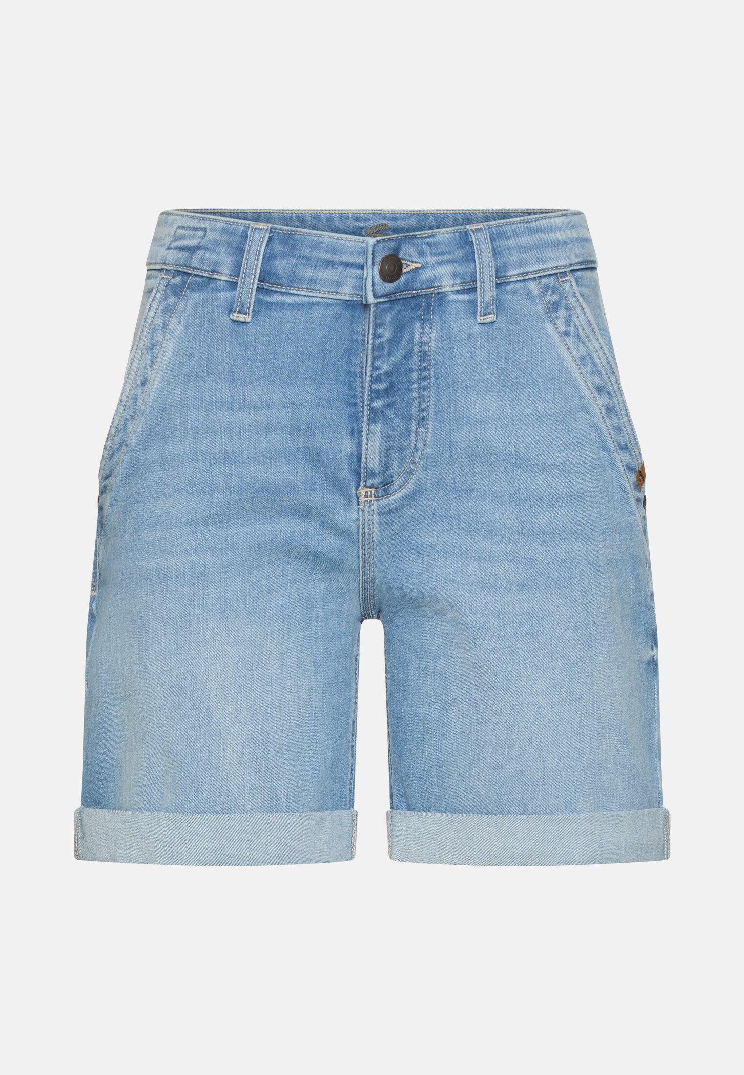 Vrouwen Bermuda Shorts van een katoenmix Lichtblauw frontaal voor