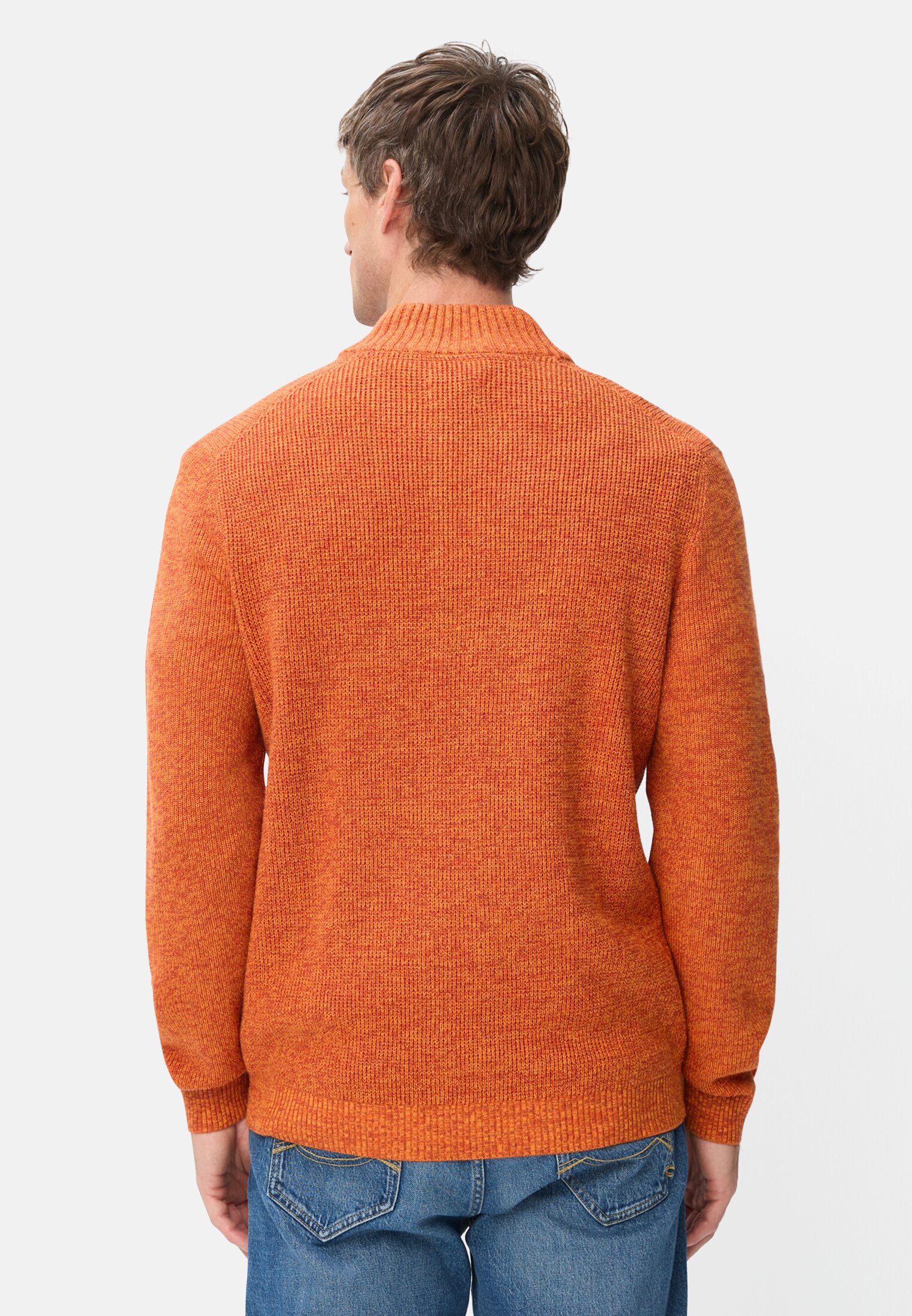 Heren Gebreide trui in gemêleerde look Oranje gedragen achter