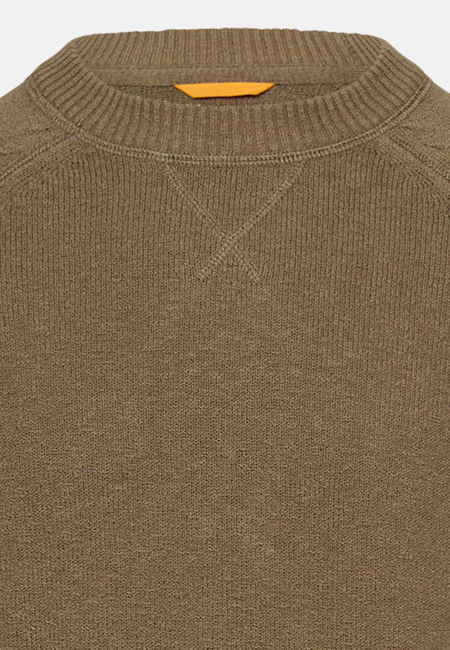 Heren Trui met ronde hals Olijfgroen front dichtbij