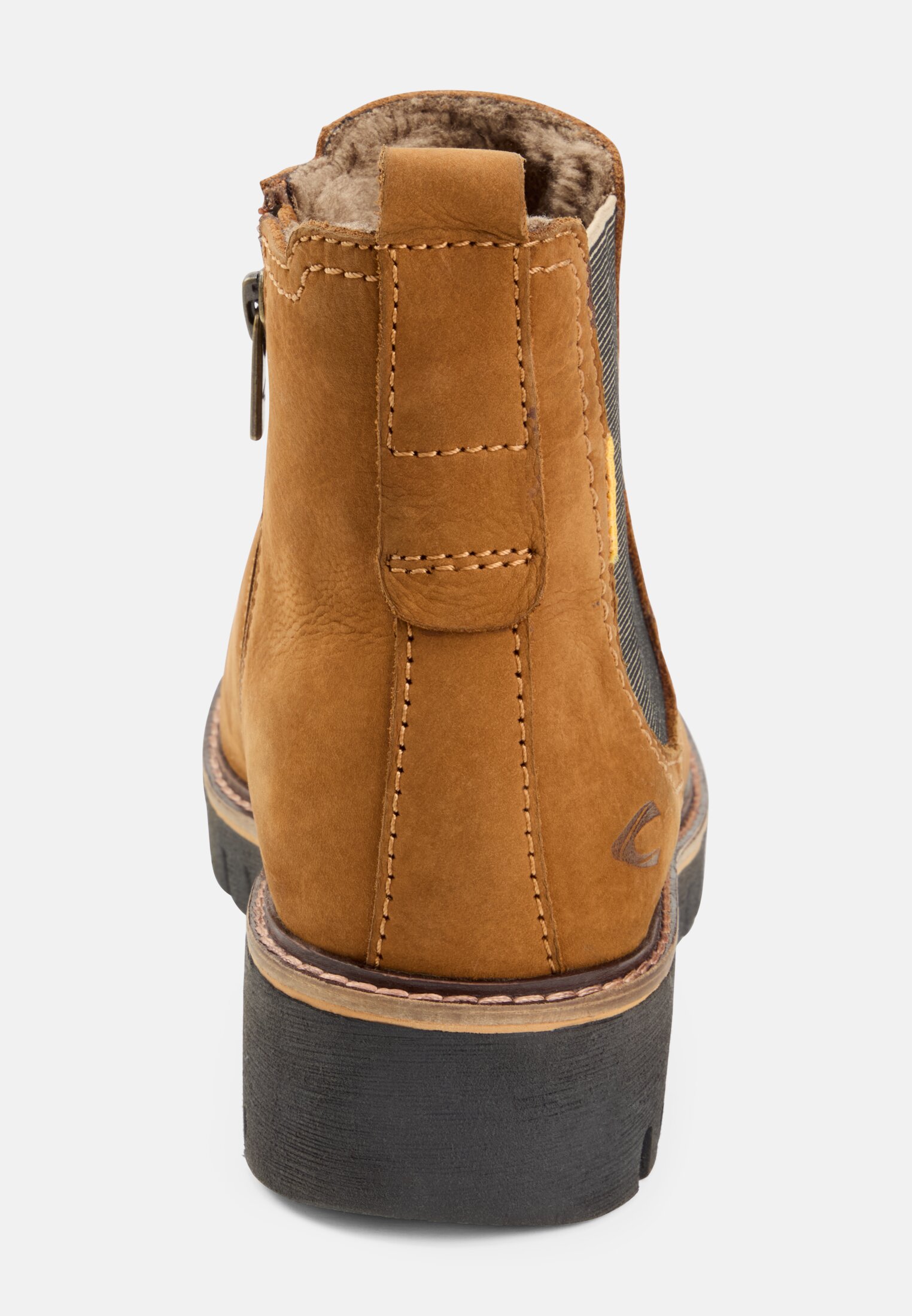 Damen Chelsea Boot mit Reißverschluss Braun vorne nah