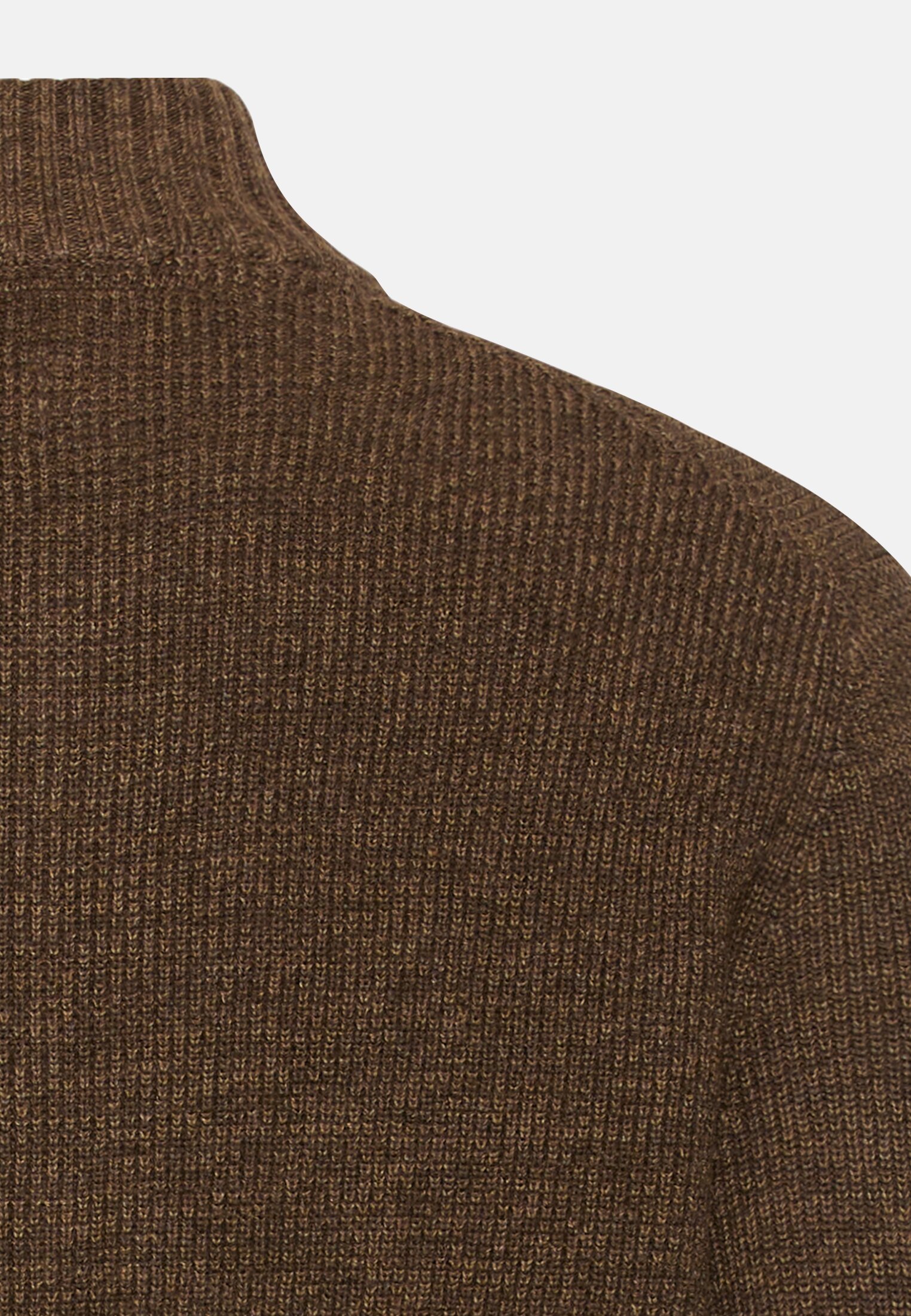 Herren Kerniger Strick-Pullover aus Baumwollgemisch Dunkelbraun hinten nah