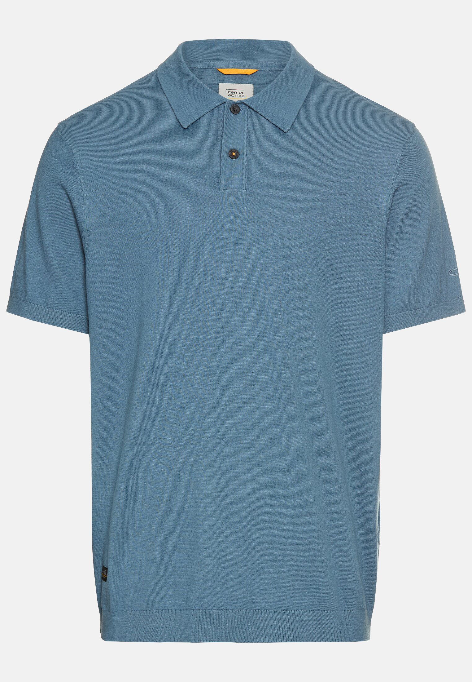 Men Lightweight knitted polo made from pure cotton Stone blue frontal front