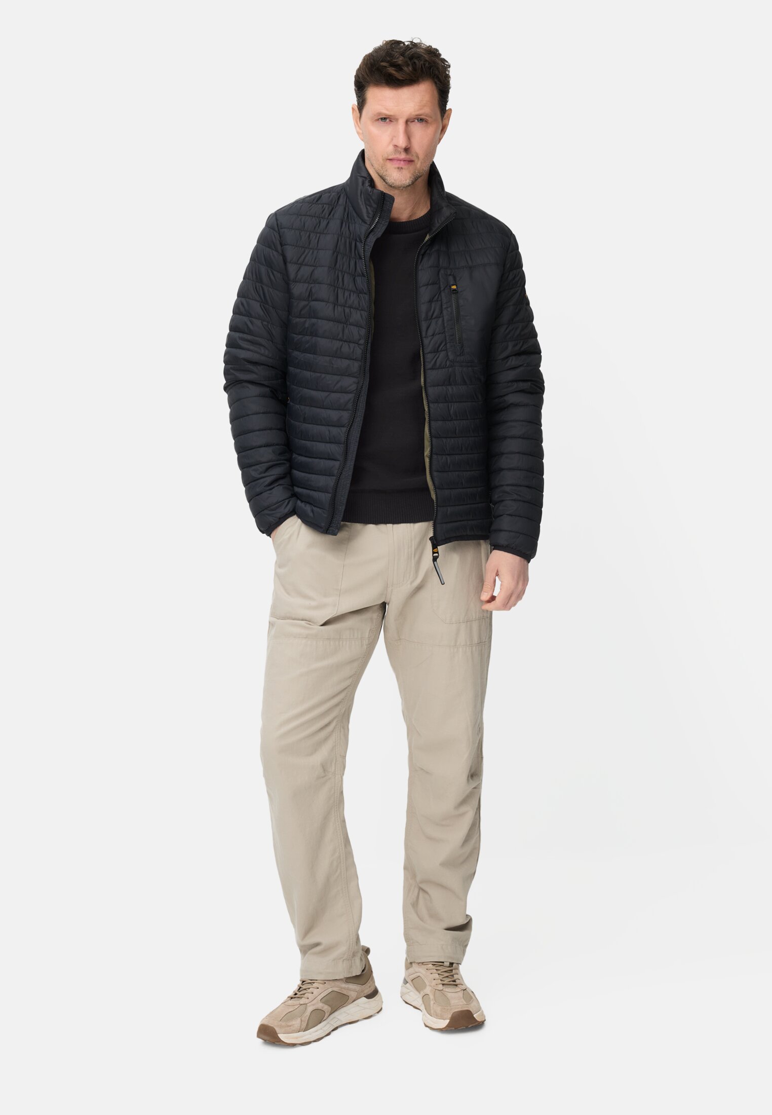 Heren Gebreide trui van puur katoen Zwart gedragen voor lichaam compleet