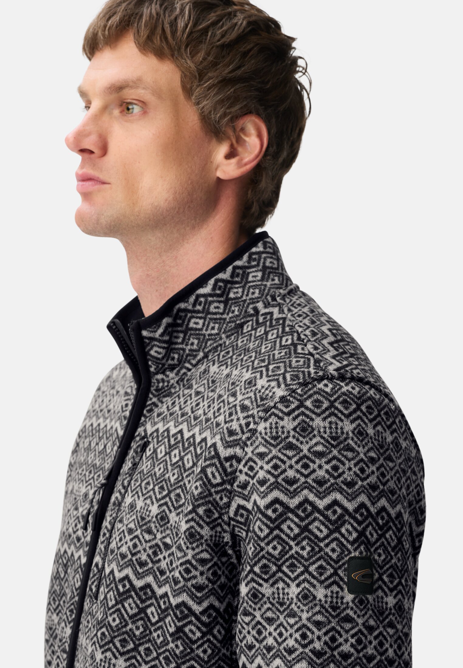 Heren Fleecevest met geruwd binnenmateriaal Marineblauw gedragen detail dichtbij