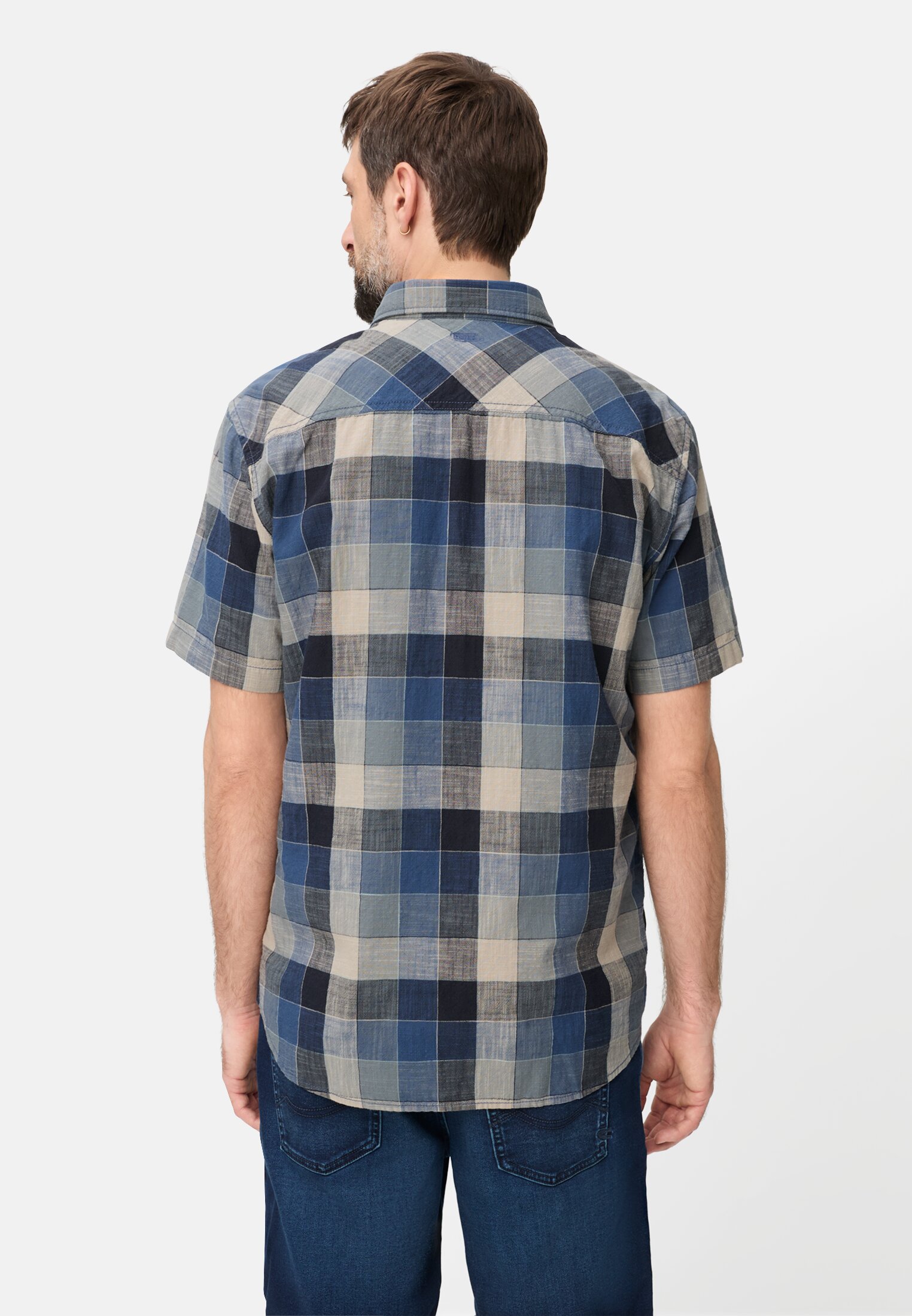 Heren Geruit overhemd van puur katoen gedragen achter