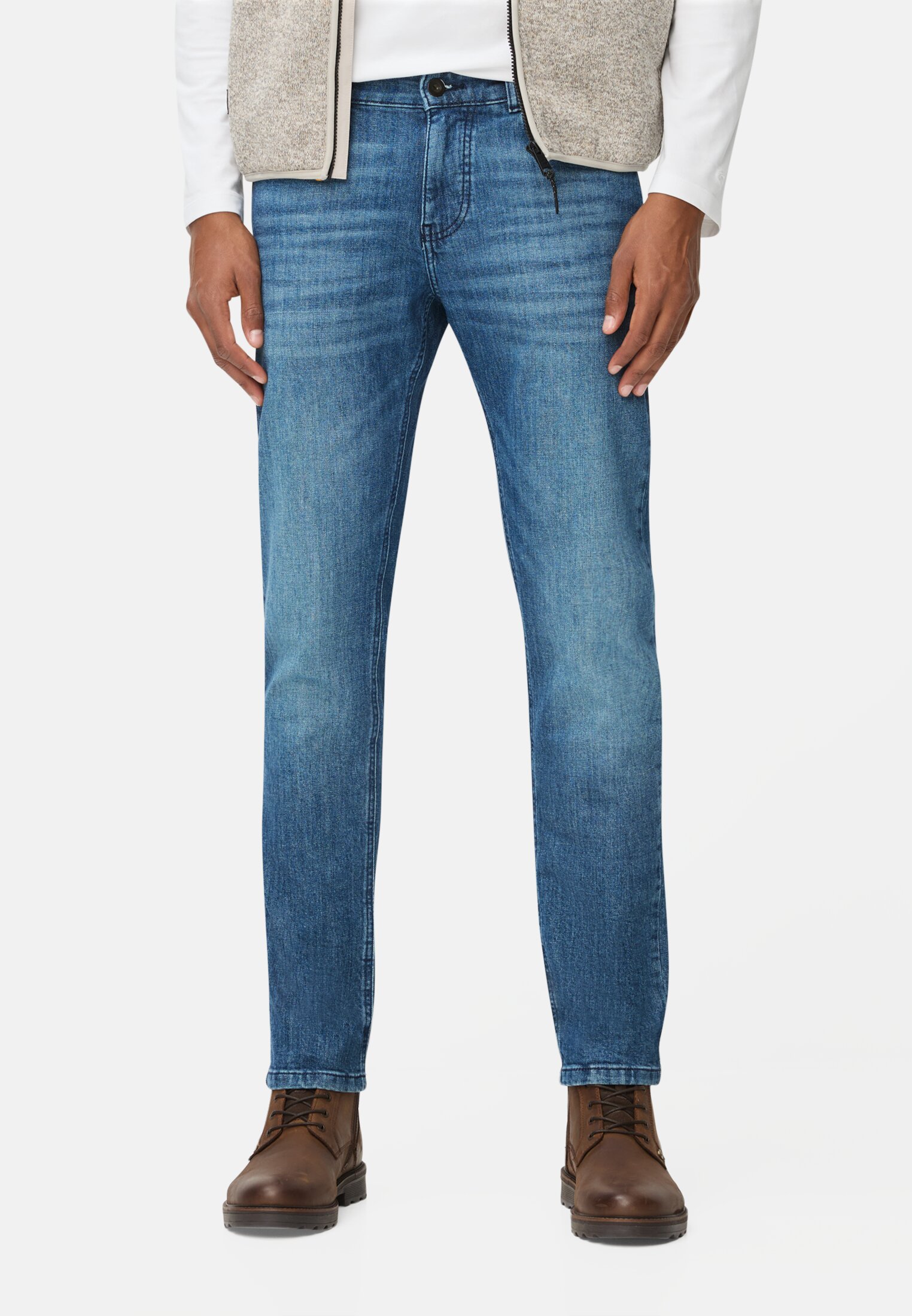 Heren 5 Pocket Slim Fit Jeans Blauw gedragen voor