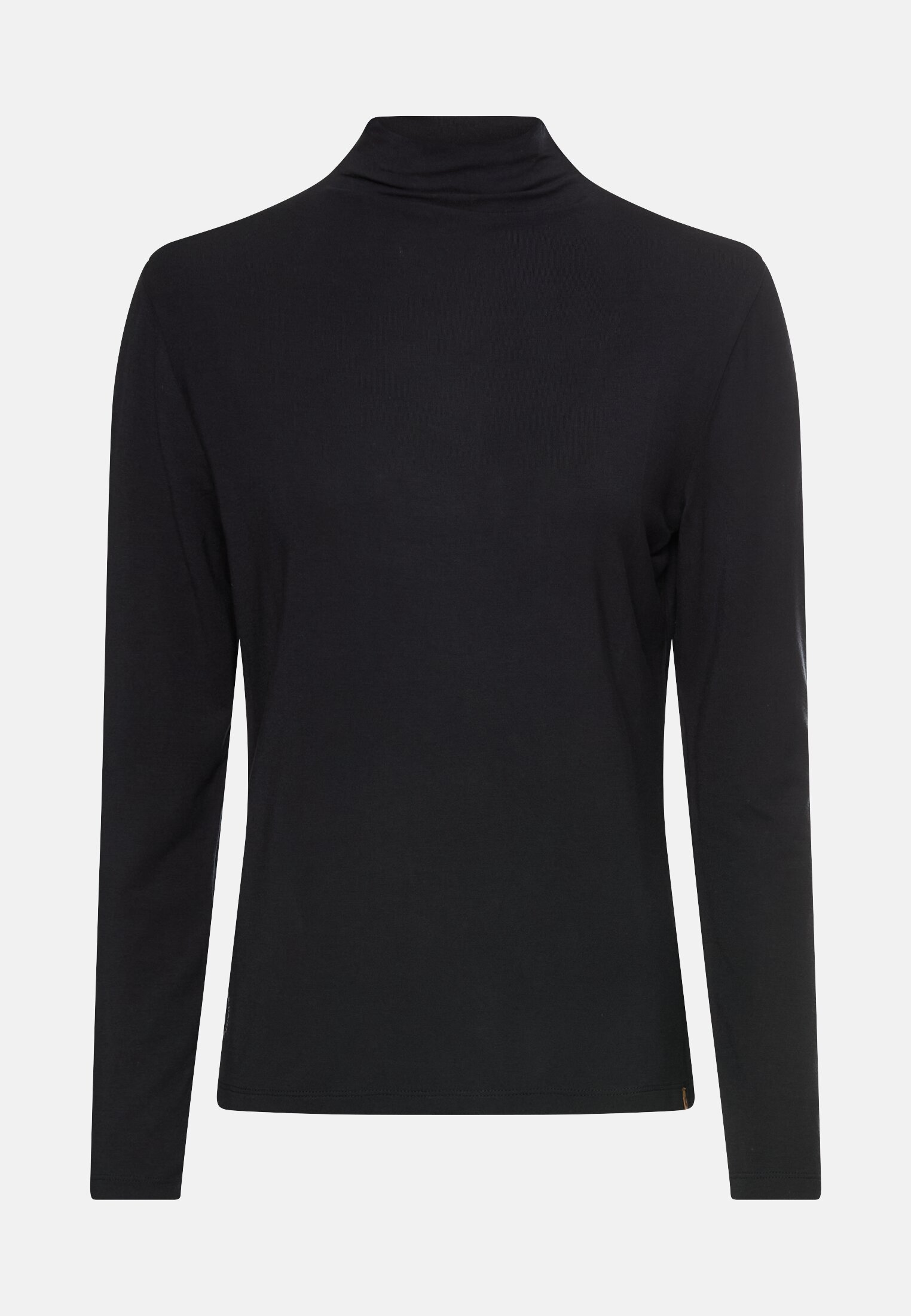MI_309325-6T63-08_0G-00 Vrouwen Shirt met lange mouwen en opstaande kraag Kaviaar frontaal voor
