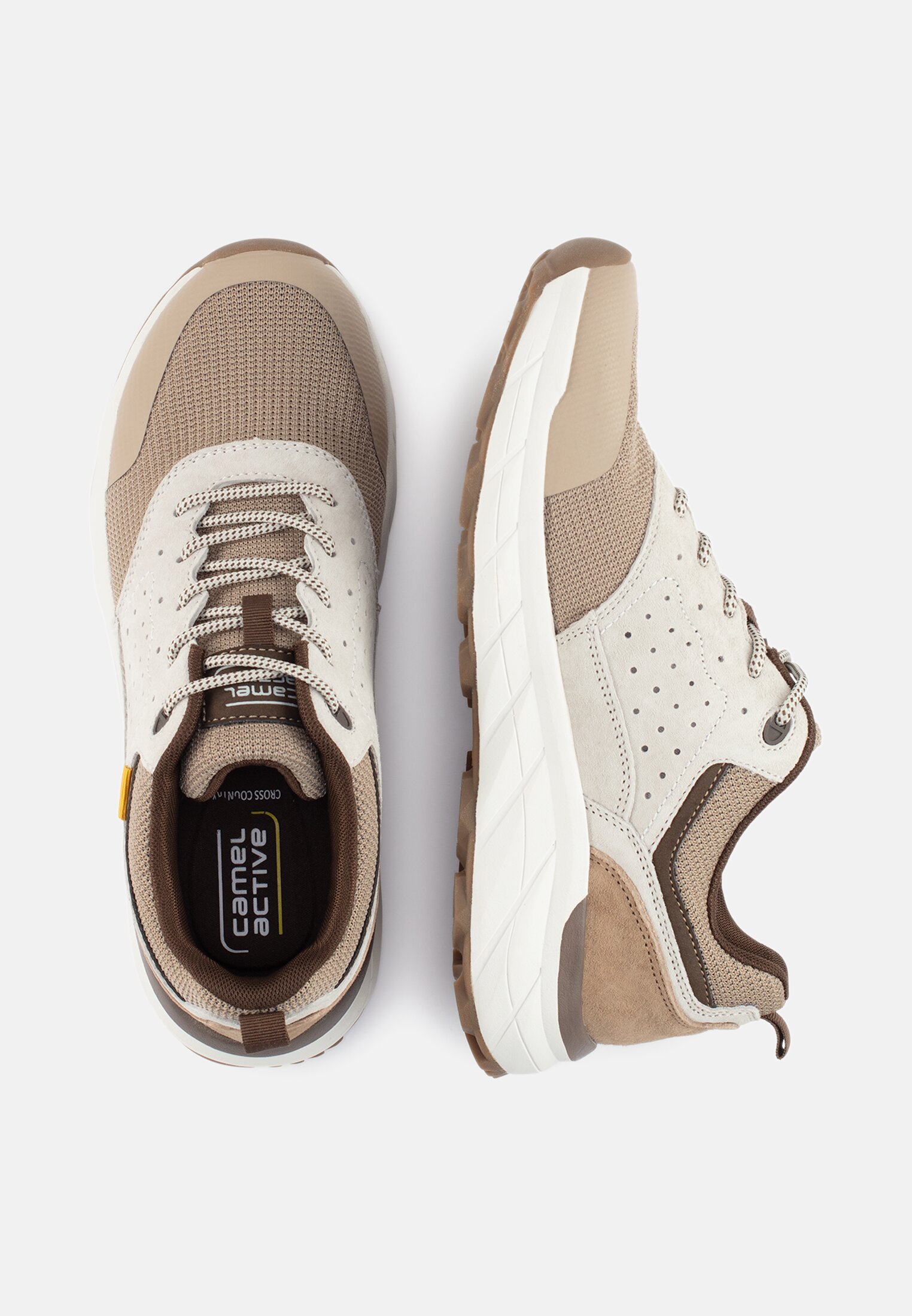 MI_54CCA09-0347-524_1G-00 Herren Sneaker aus Nubukleder und Textil Beige frontal oben