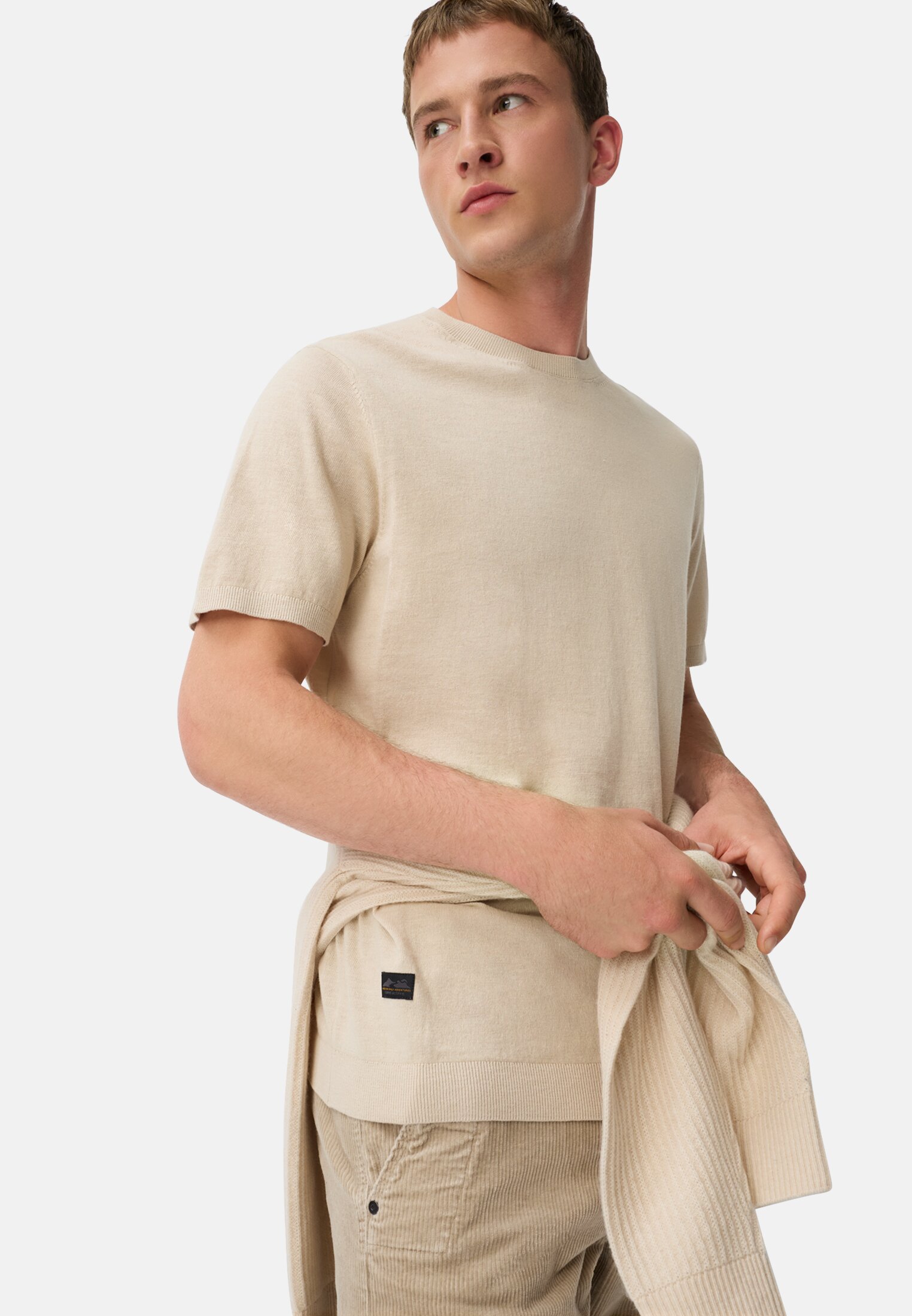 Men Knitted shirt made of pure cotton Oats worn emotional