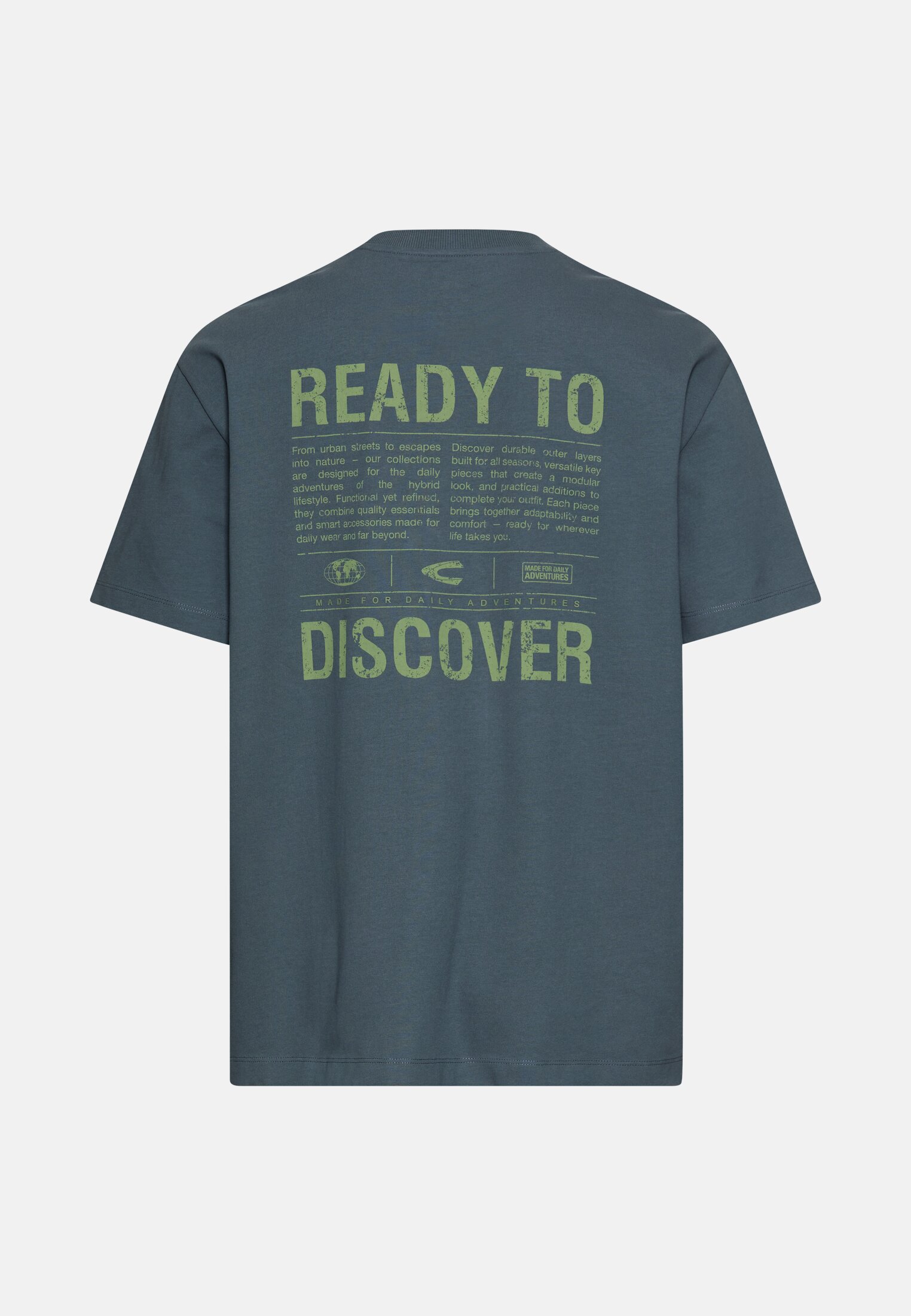 Herren T-Shirt mit Rückenprint im Relaxed Fit Tintenblau frontal hinten