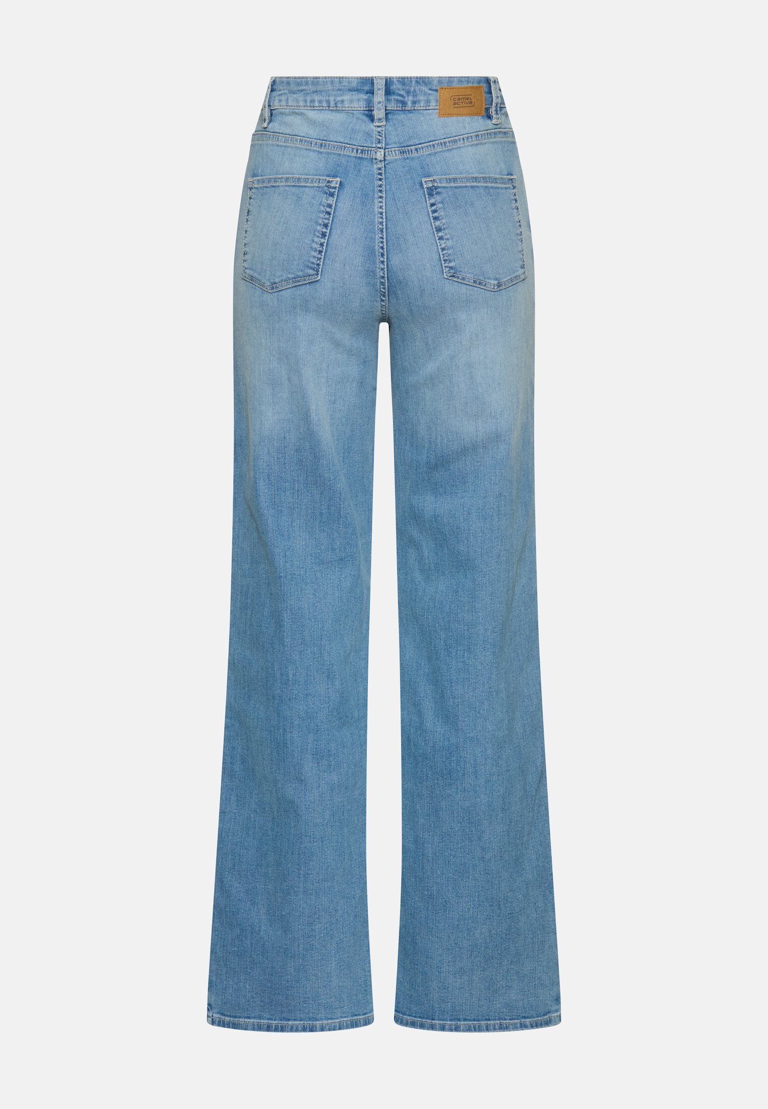 Damen 5-Pocket Jeans mit weitem Bein Hellblau frontal hinten