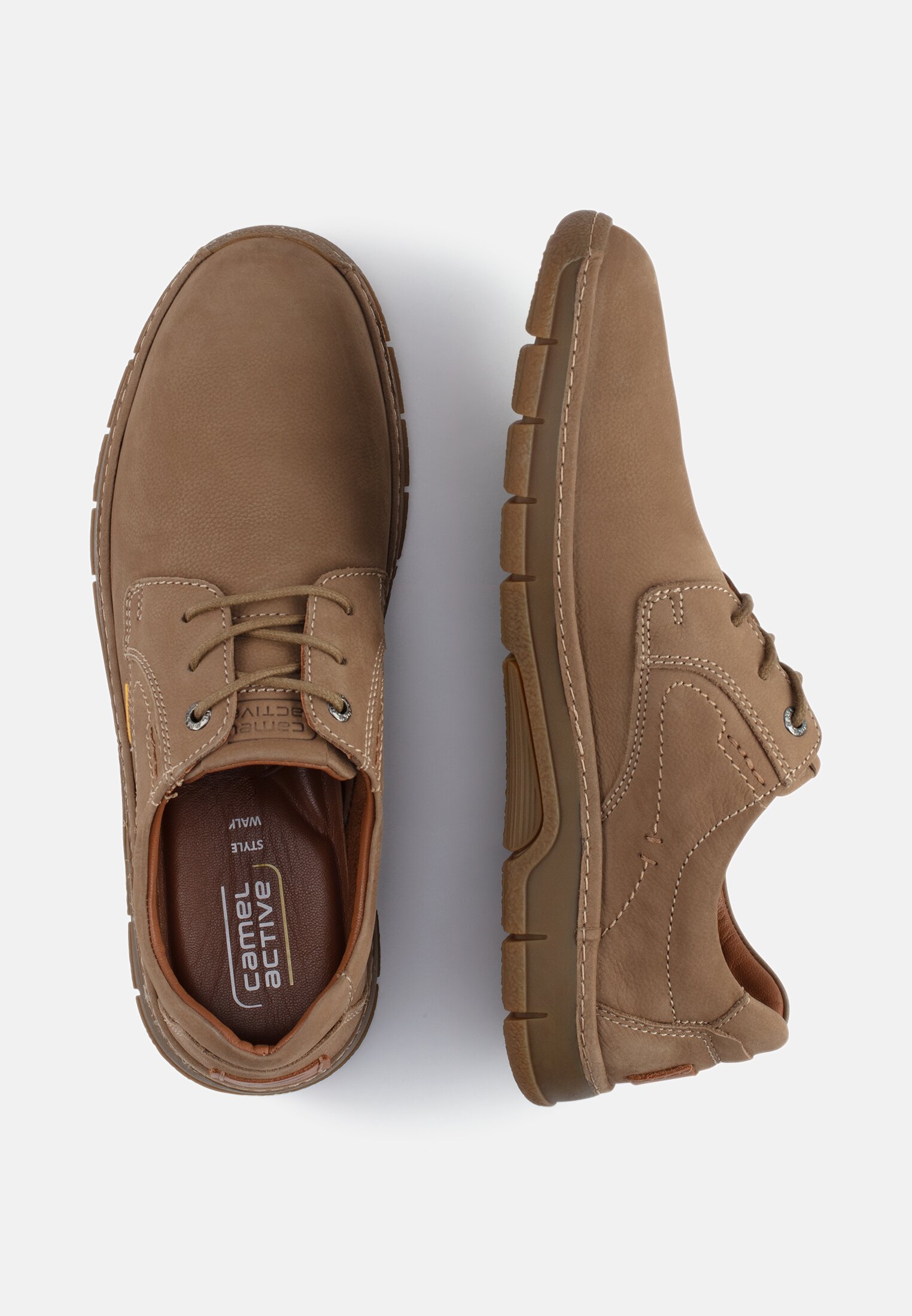 MI_56WAA02-0350-430_1G-00 Herren Sneaker mit Kontrastnähten Braun frontal oben