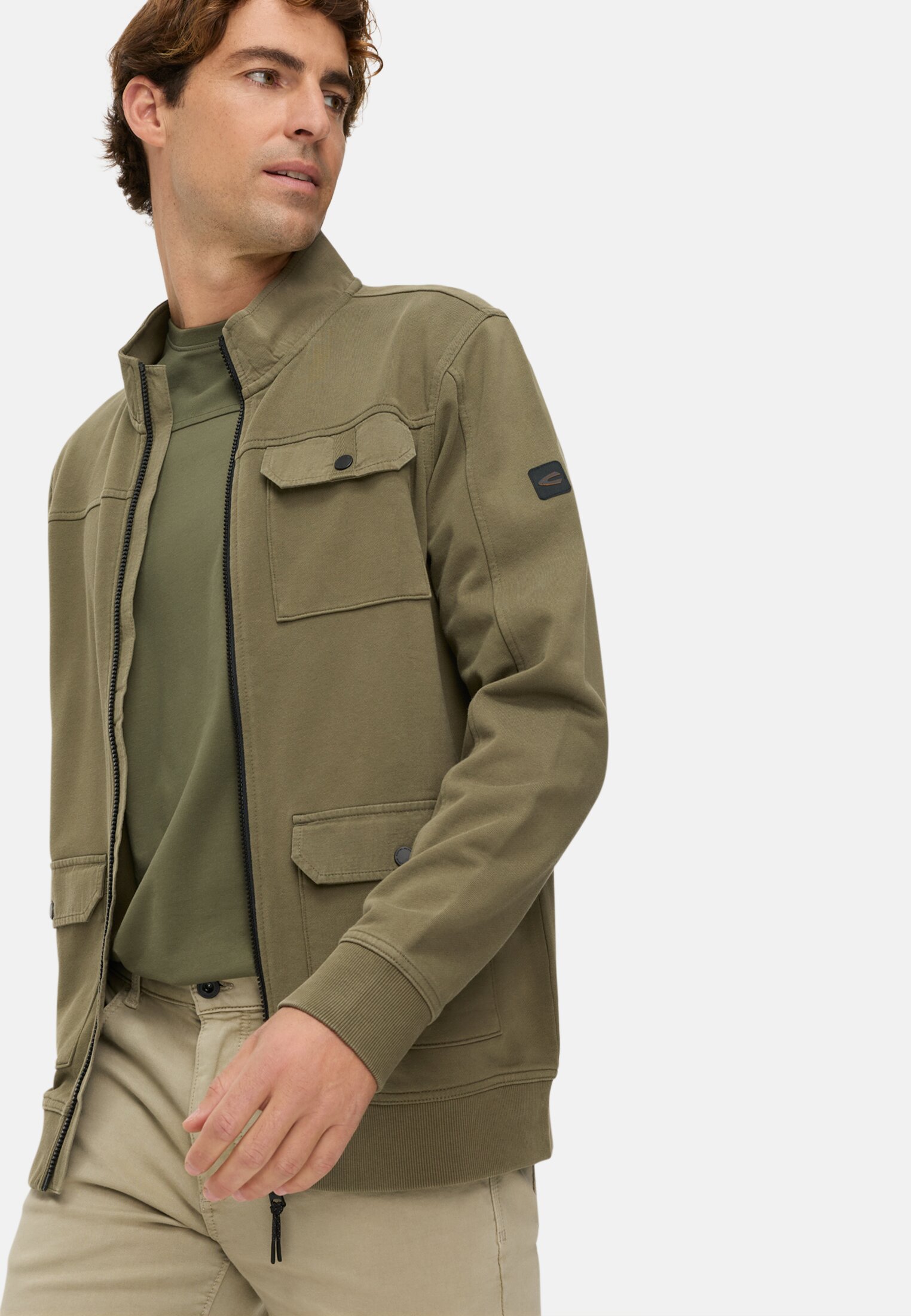 Heren Sweatvest met contrastdetails Olijfgroen gedragen emotional 