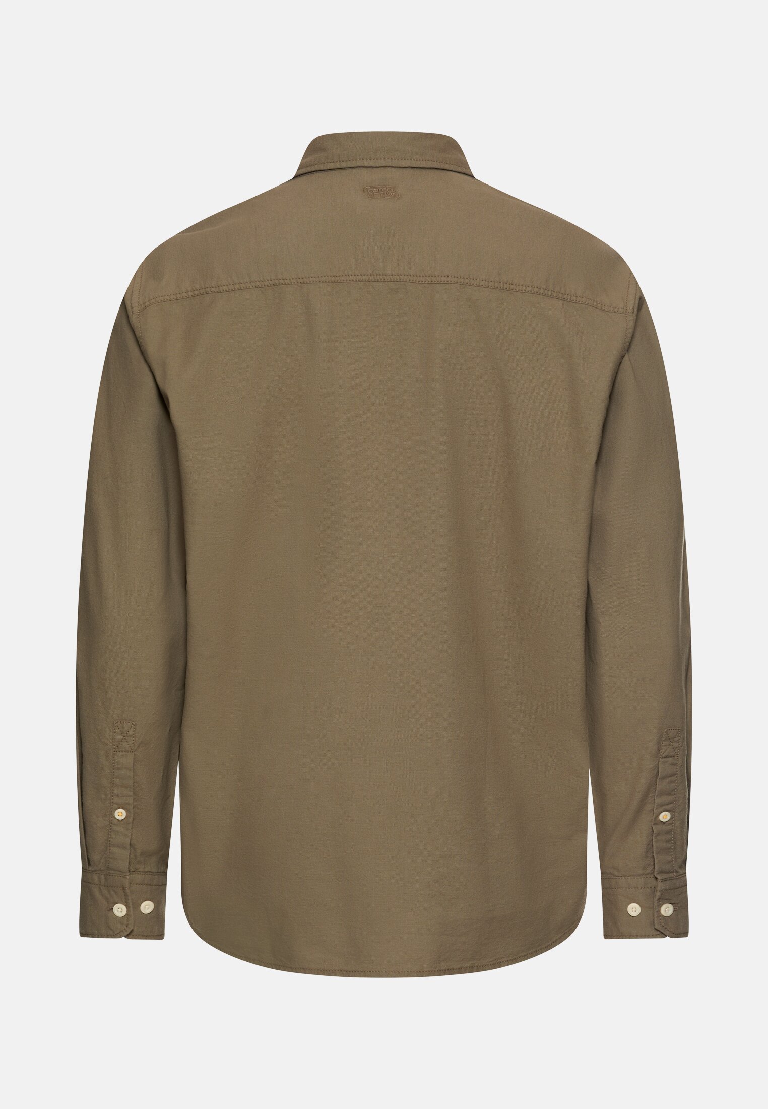 Heren Overhemd met lange mouwen met borstzak Olijfgroen frontaal achter