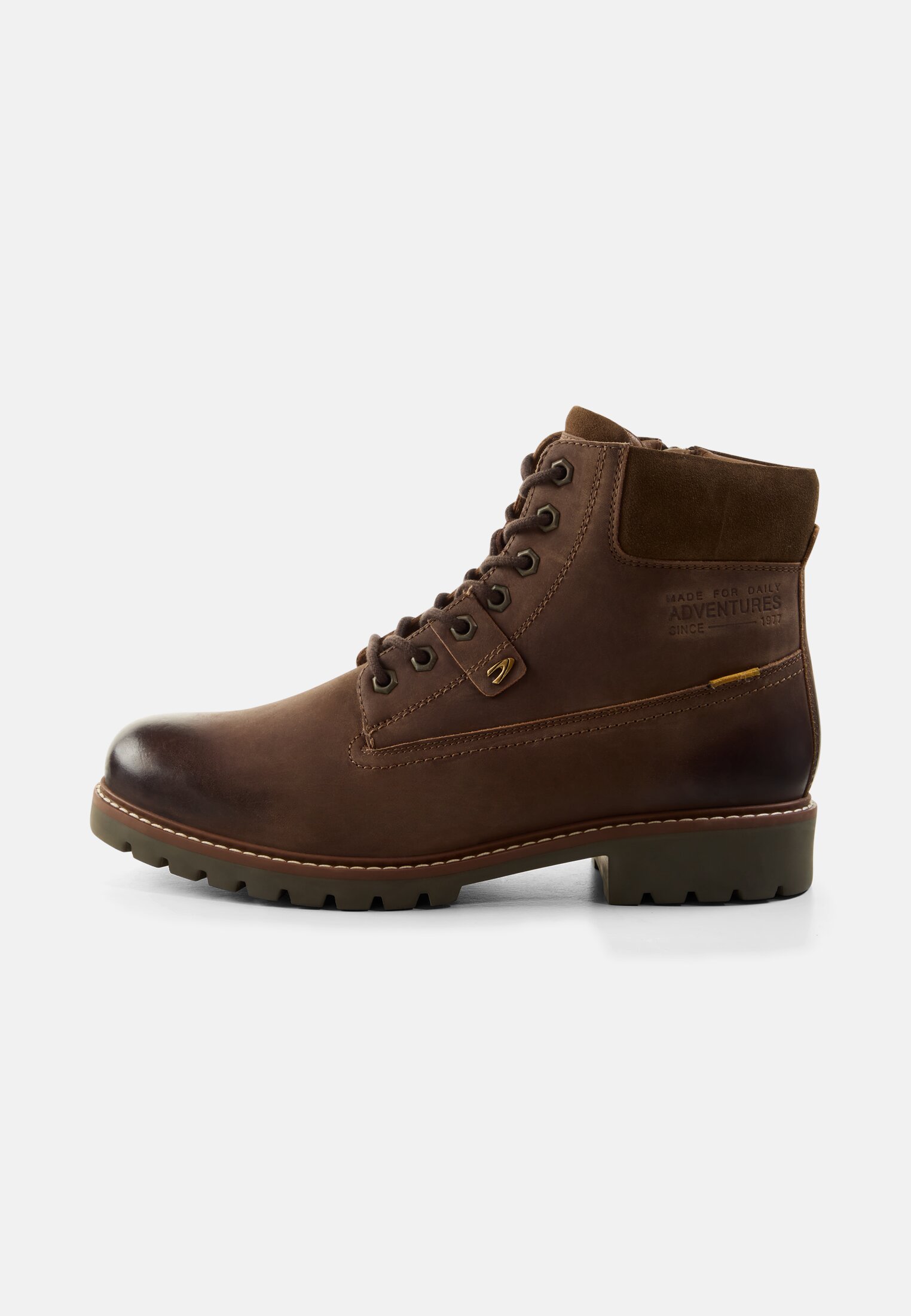 Men Leather shoe with rubber tread Brown frontal front