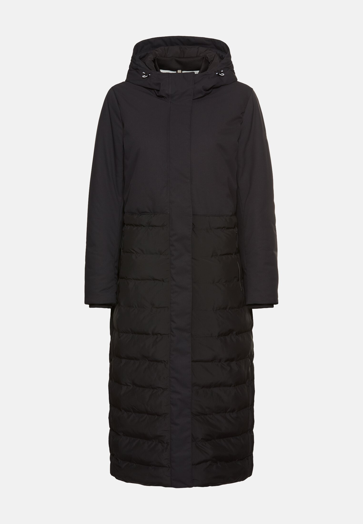 Damen Funktionaler Parka mit reflektierenden Details Schwarz frontal vorn