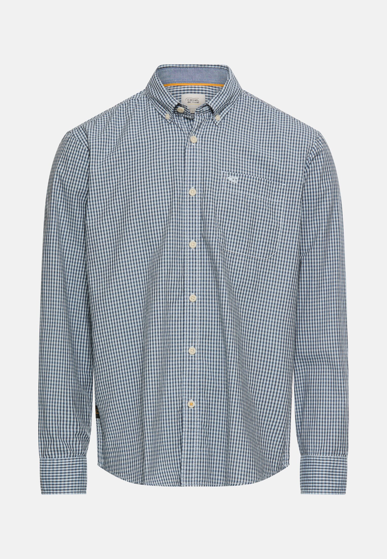 Heren Overhemd met lange mouwen en knoopsluiting Marineblauw frontaal voor