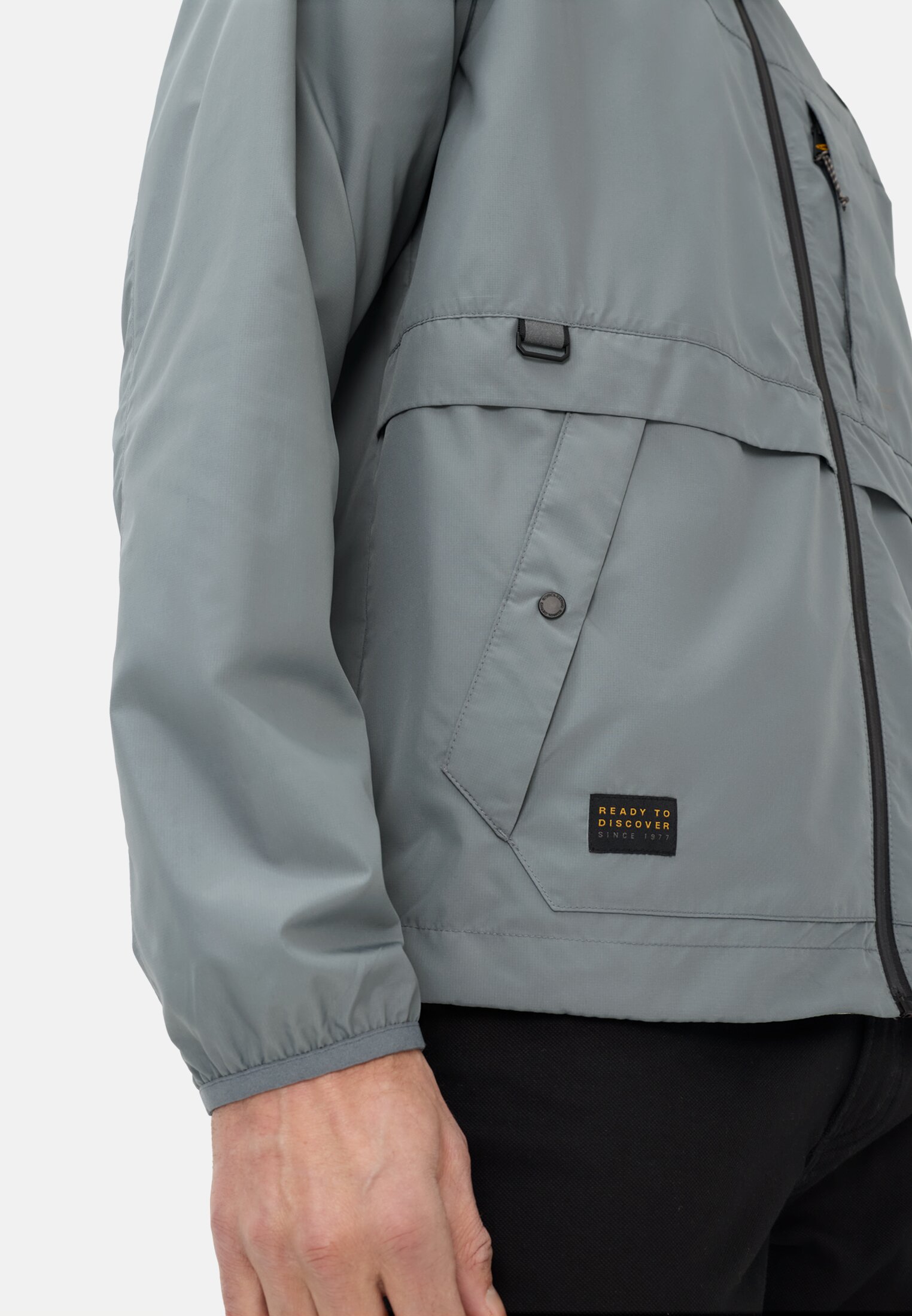 Men Transitional jacket made from particularly lightweight material Grey worn detail close