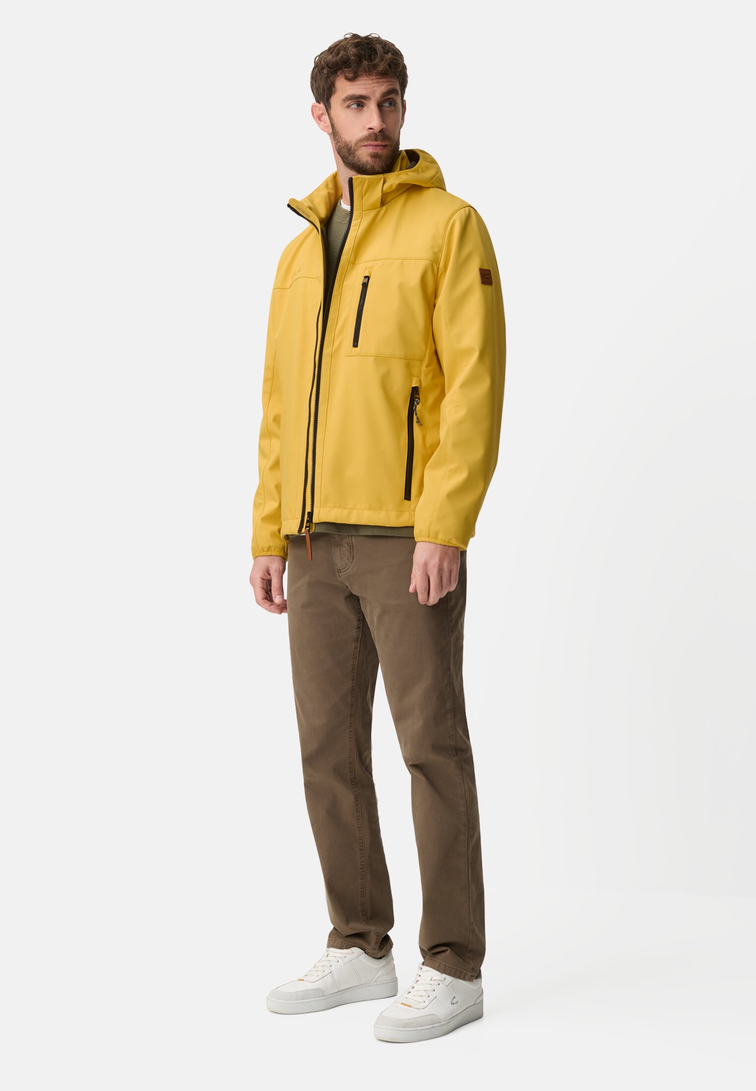 Herren Blouson mit abnehmbarer Kapuze Sonnengelb getragen vorne Ganzkörper
