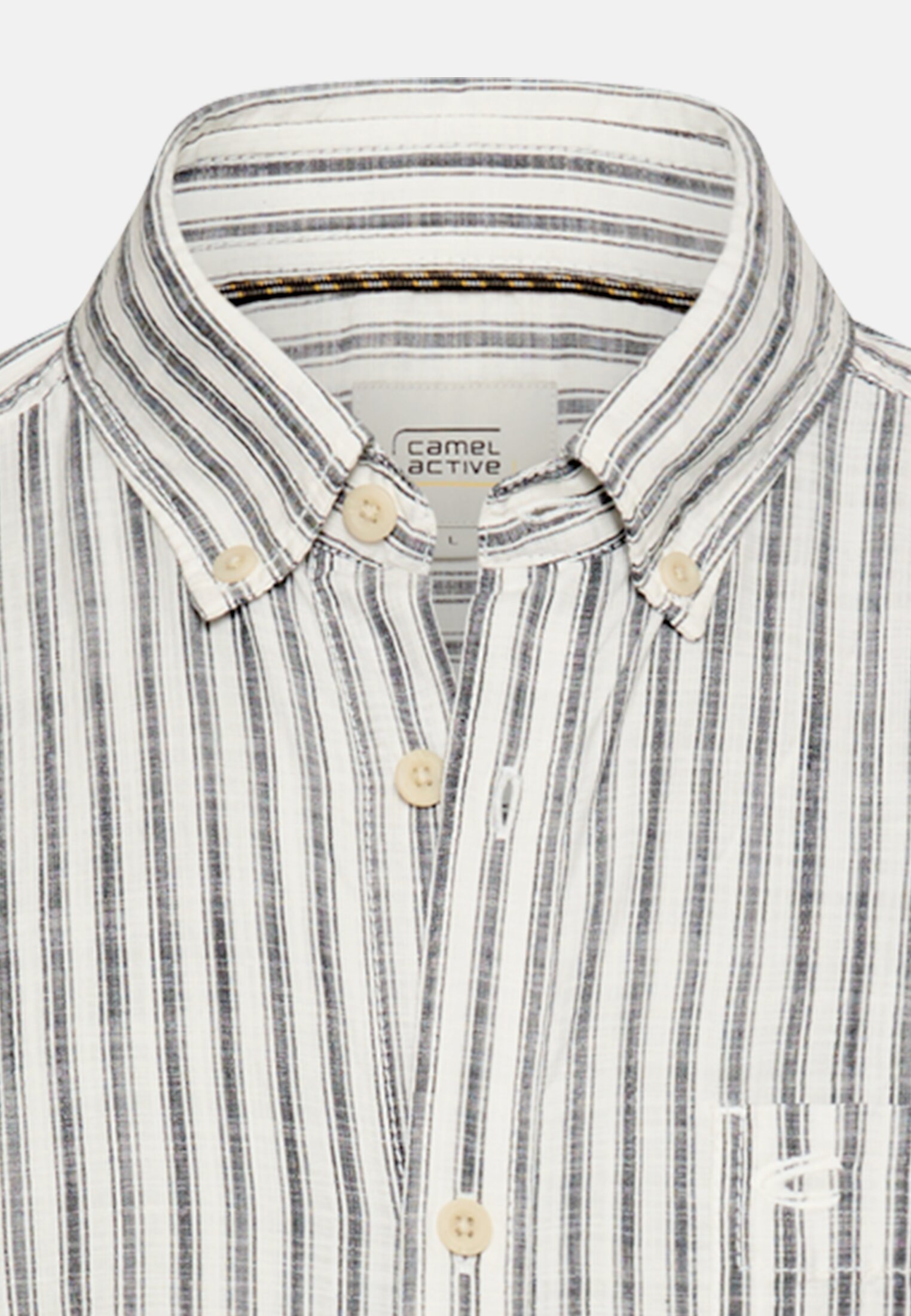 Heren Langarmshirt met button-downkraag Donkerblauw front dichtbij