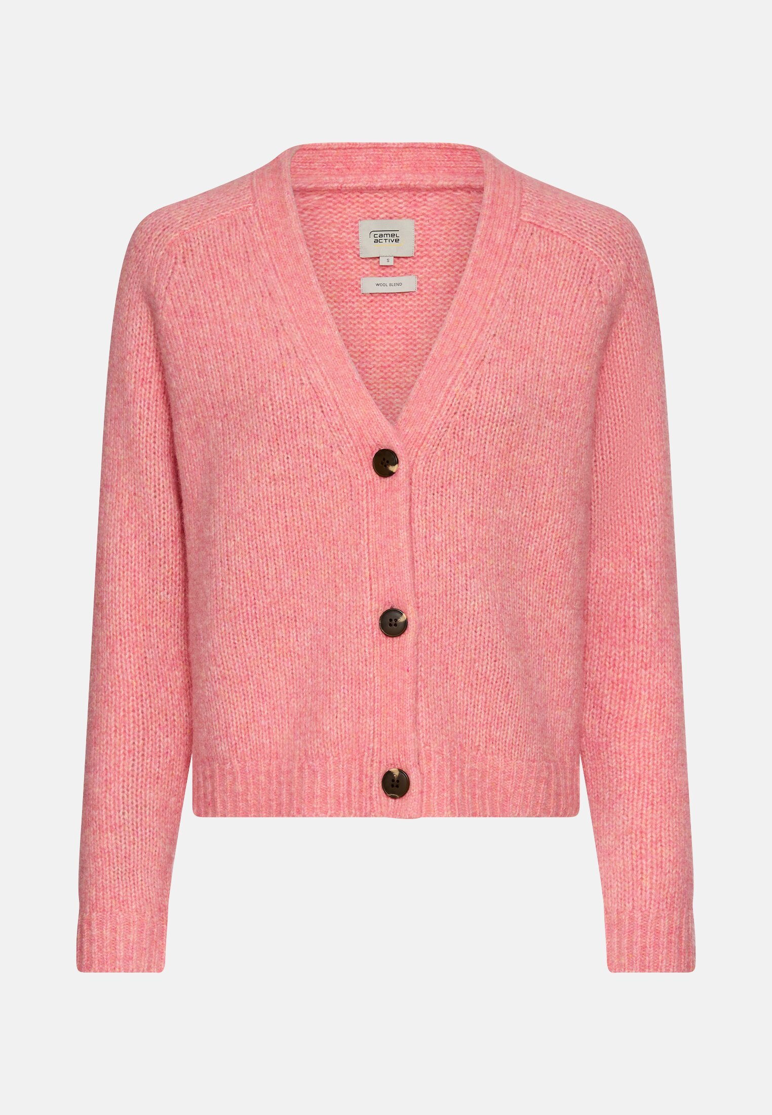 Damen Strickjacke mit Raglanärmeln und Knopfverschluss Beere frontal vorn