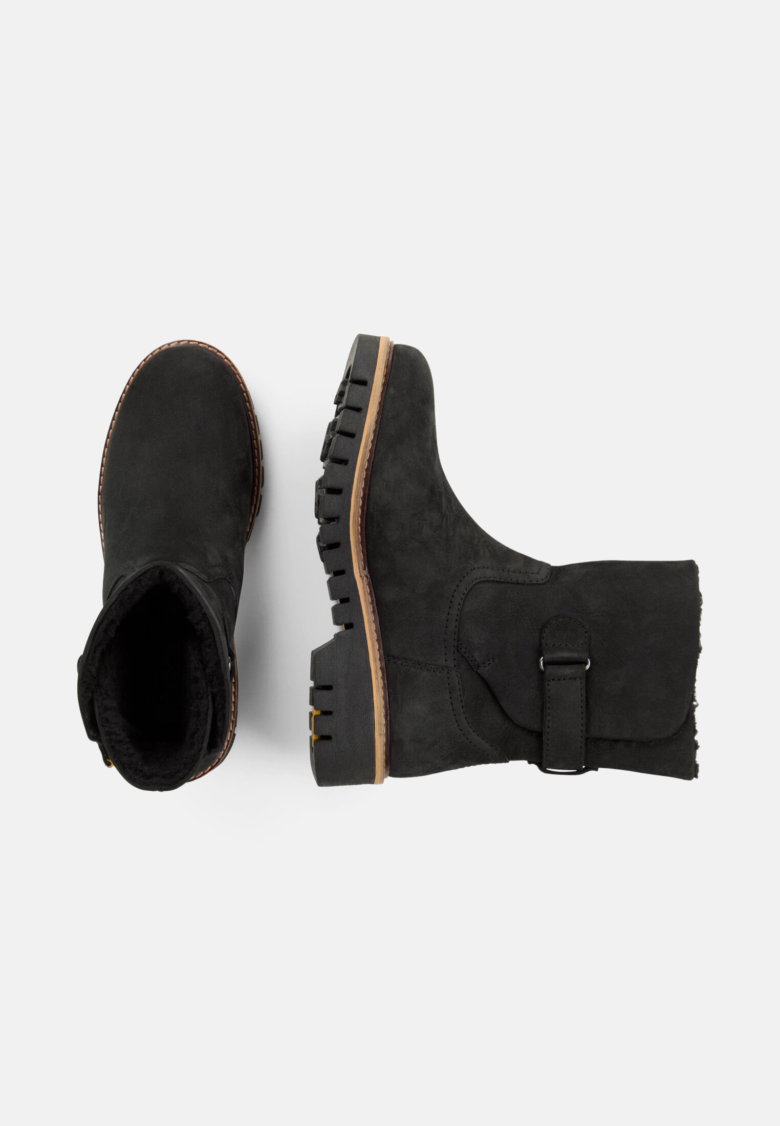 Damen Schlupfschuh mit robuster Gummisohle Schwarz frontal oben