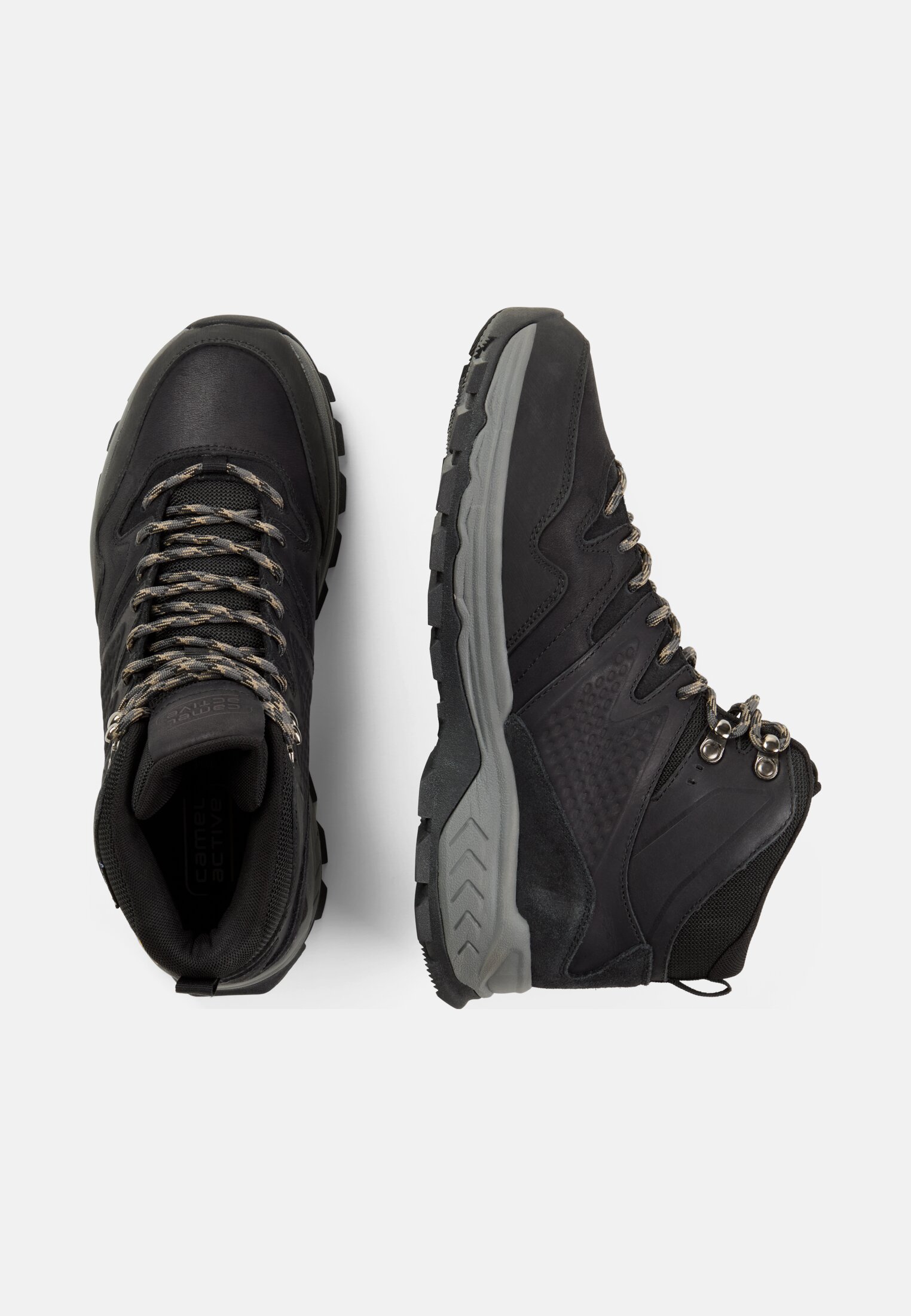 Herren Wanderschuh mit robuster Profilsohle Schwarz frontal oben