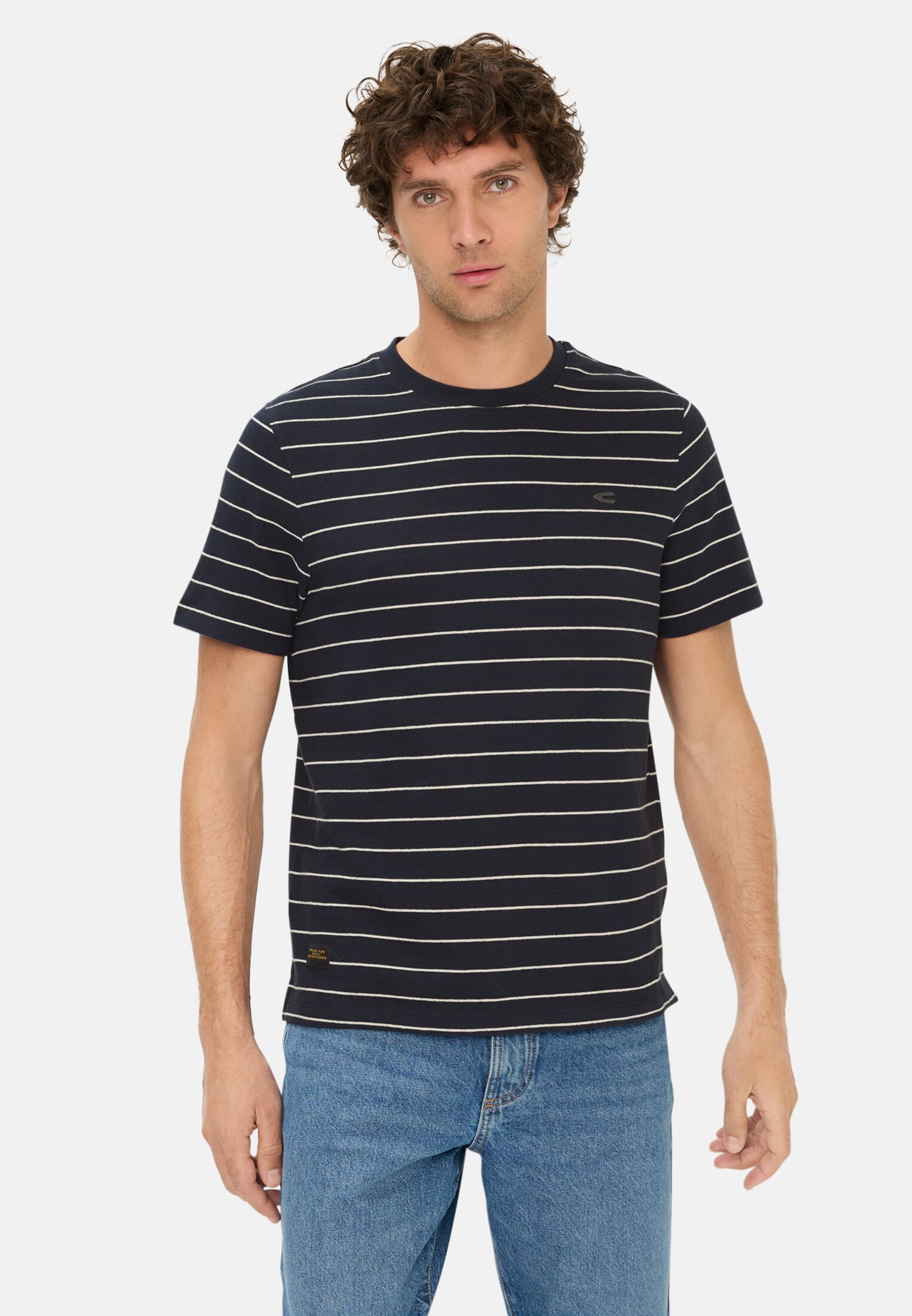 Heren T-shirt van puur katoen Donkerblauw gedragen voor