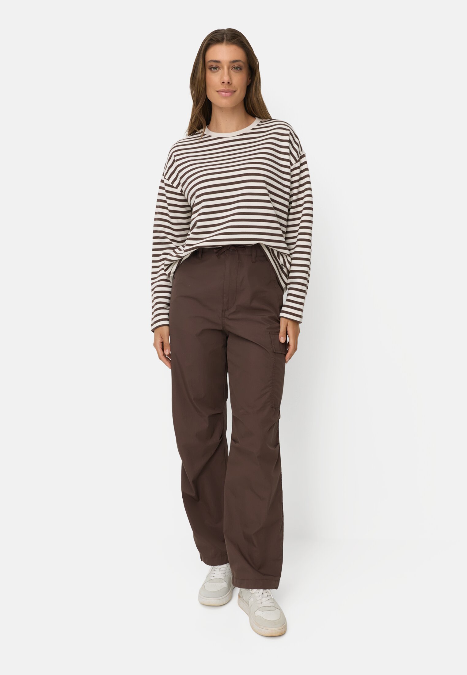 Vrouwen Sweatshirt van een katoenmix Bruin gedragen voor lichaam compleet