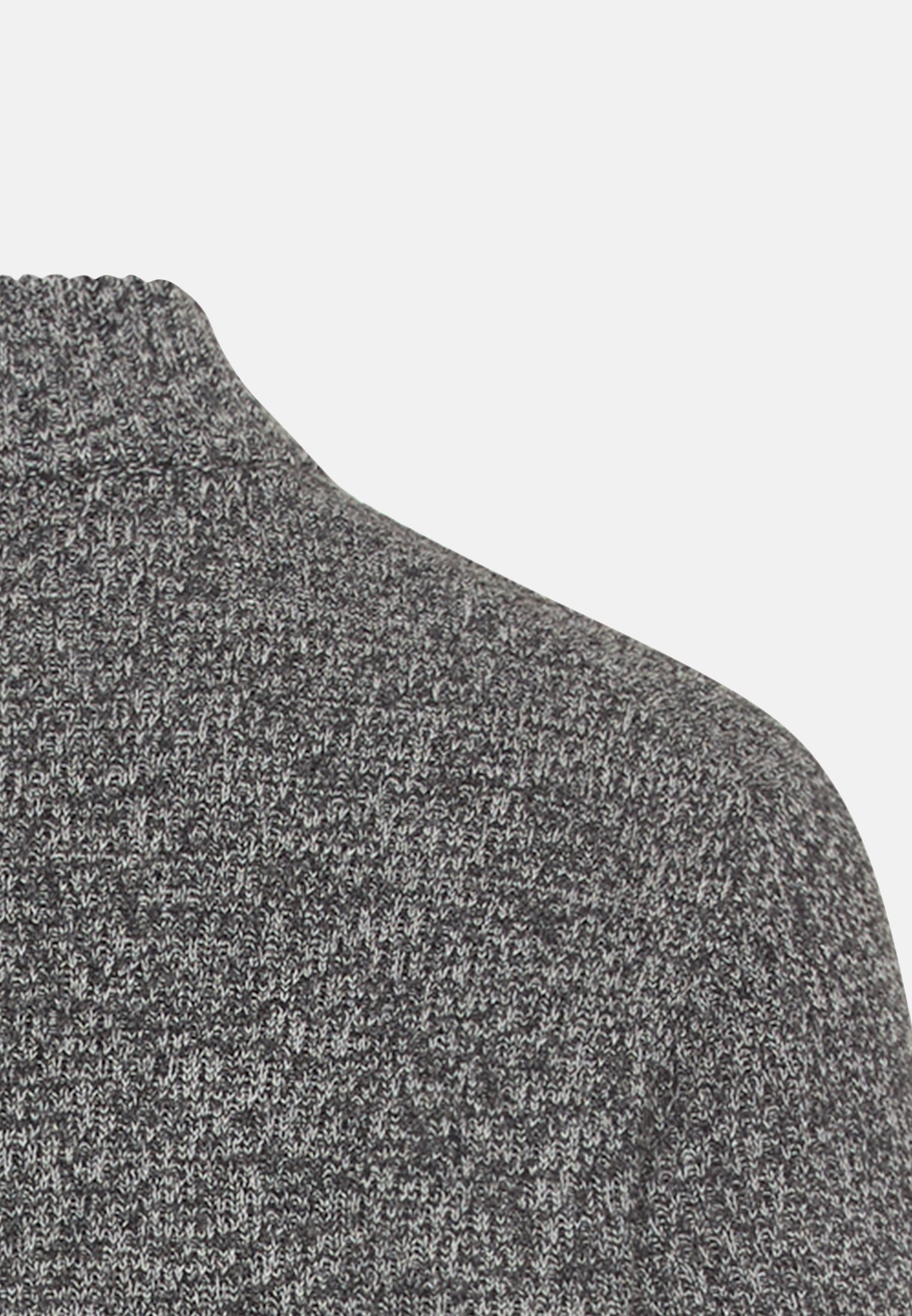 Men Knitted Troyer with marled texture Black close back