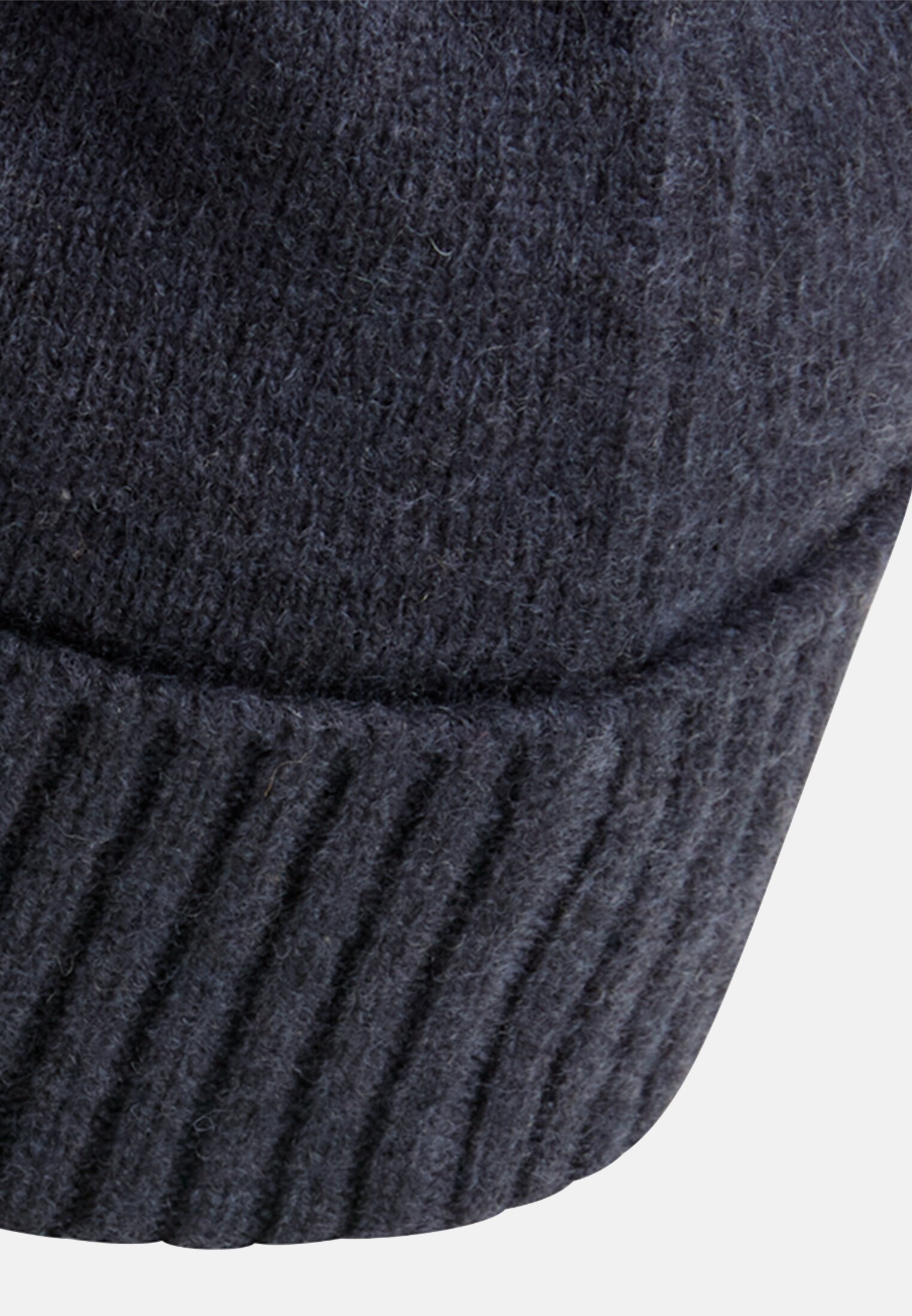 Herren Beanie aus reiner Wolle Navyblau hinten nah