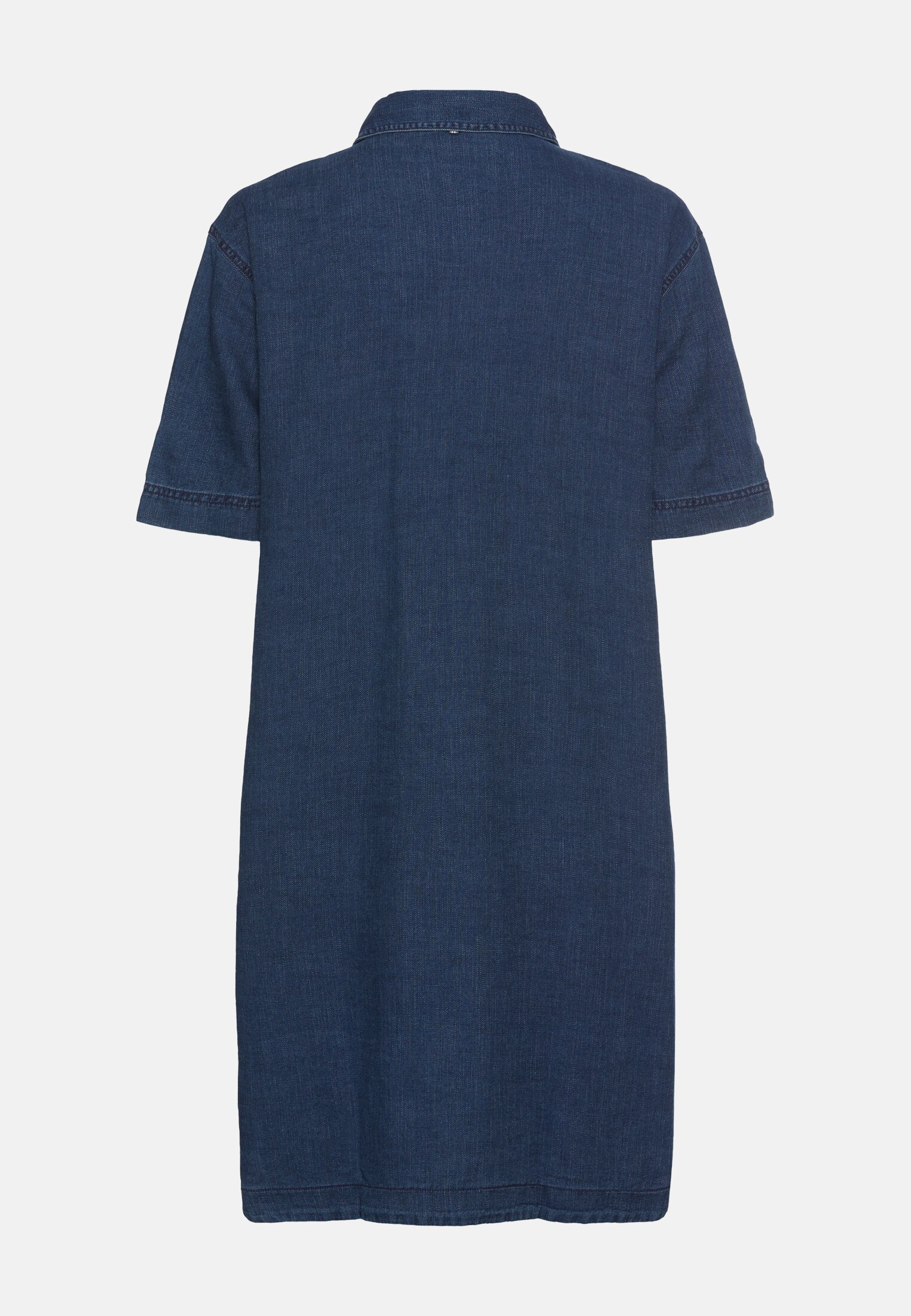Damen Baumwollkleid mit Brusttasche Indigoblau frontal hinten