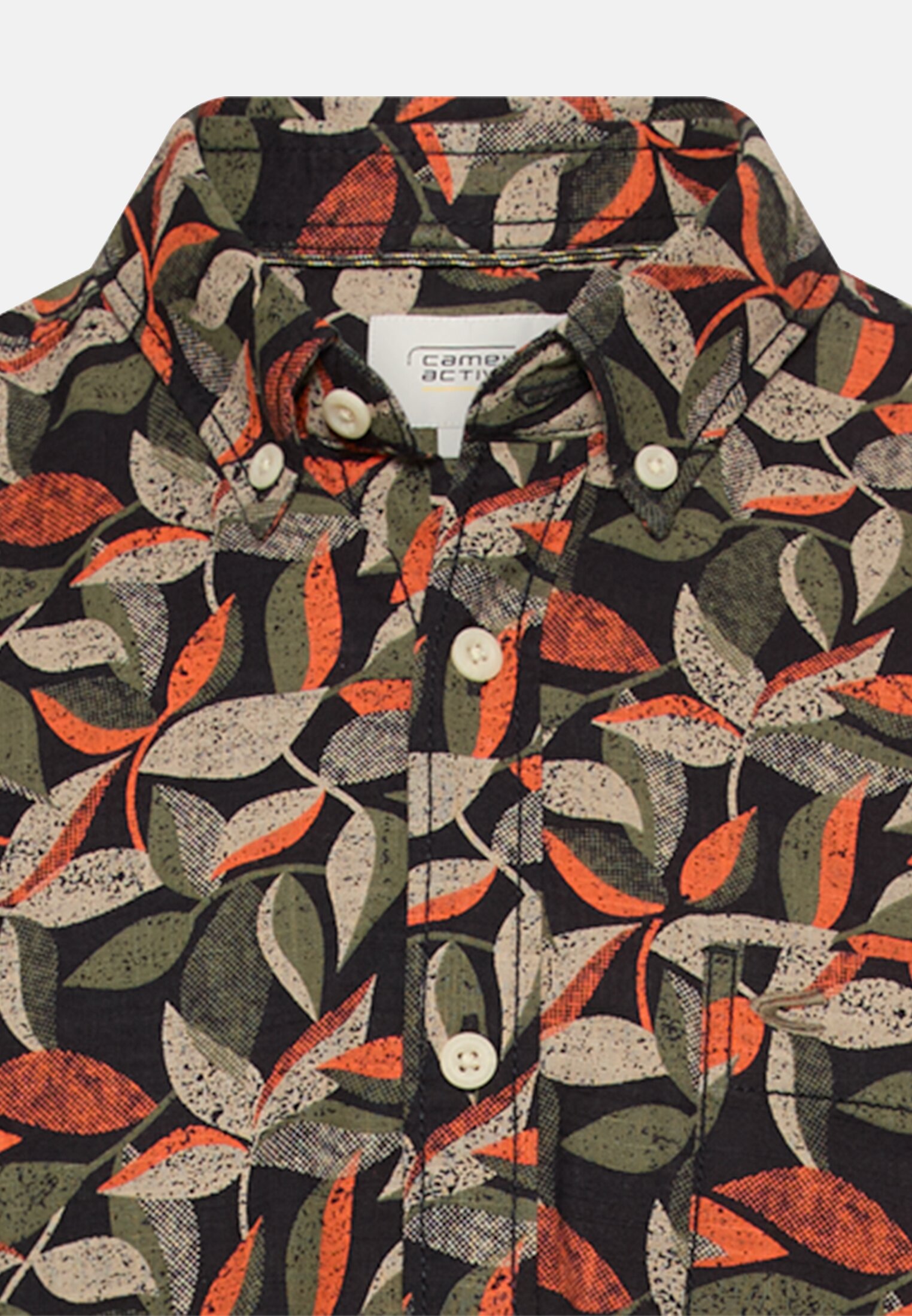 Men Short-sleeved shirt made of pure cotton Orange front close