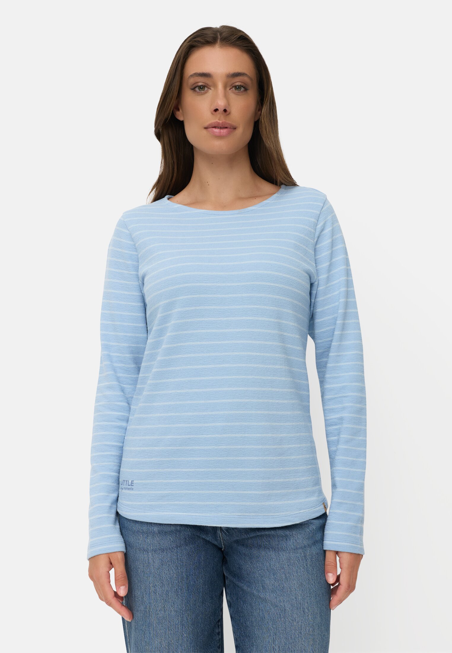Vrouwen Jerseyshirt van 100% katoen Lichtblauw gedragen voor