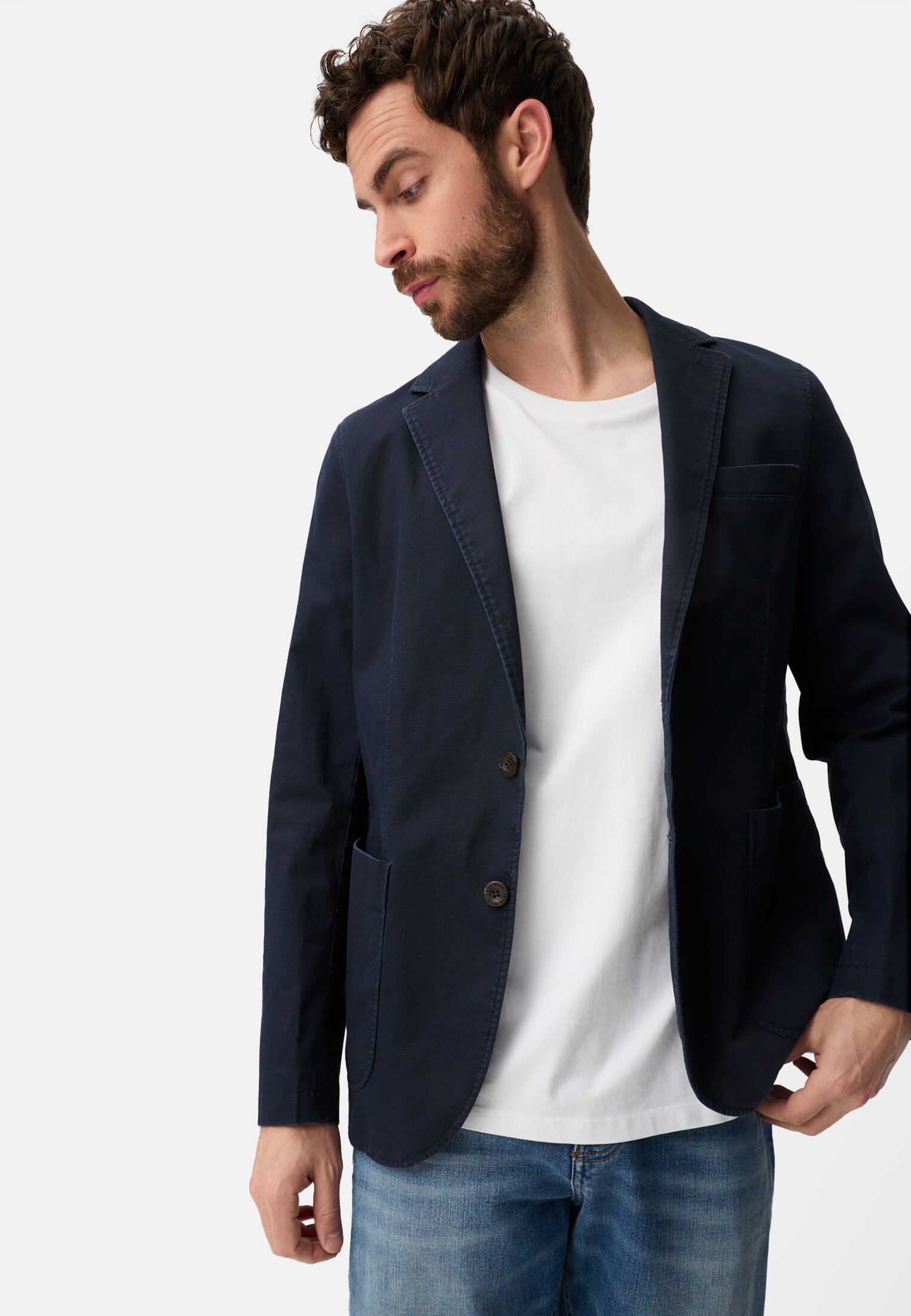 Heren Elastisch colbert met veiligheidszak Donkerblauw gedragen emotional