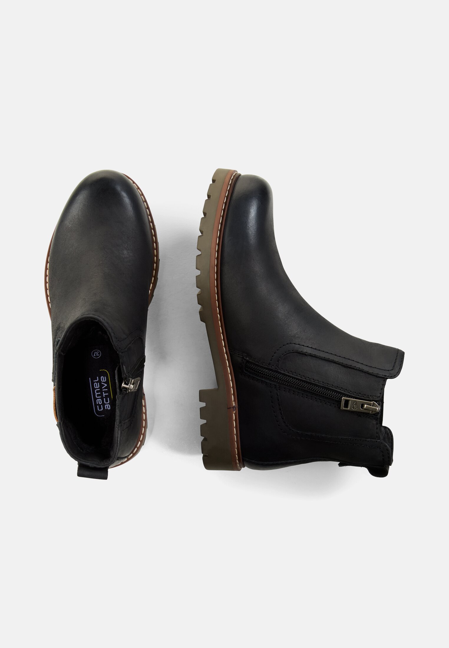 Damen Chelsea Boot mit Reißverschluss Schwarz frontal oben