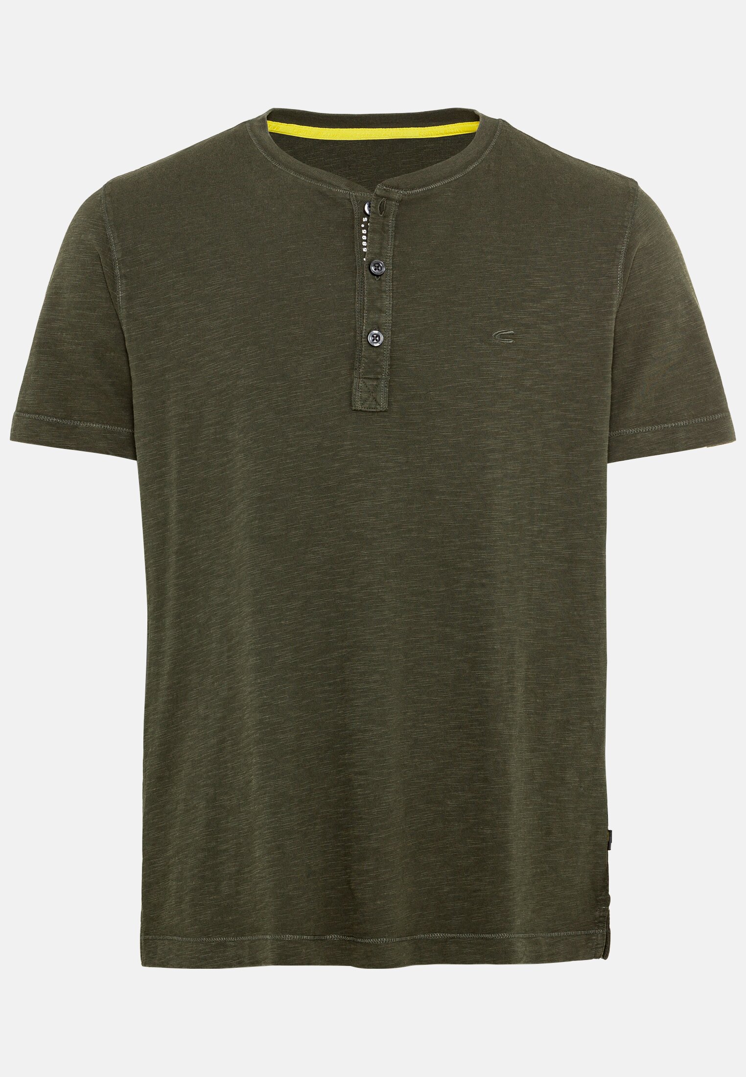 Herren Henley Shirt mit kurzem Arm aus reiner Baumwolle Grün frontal vorn