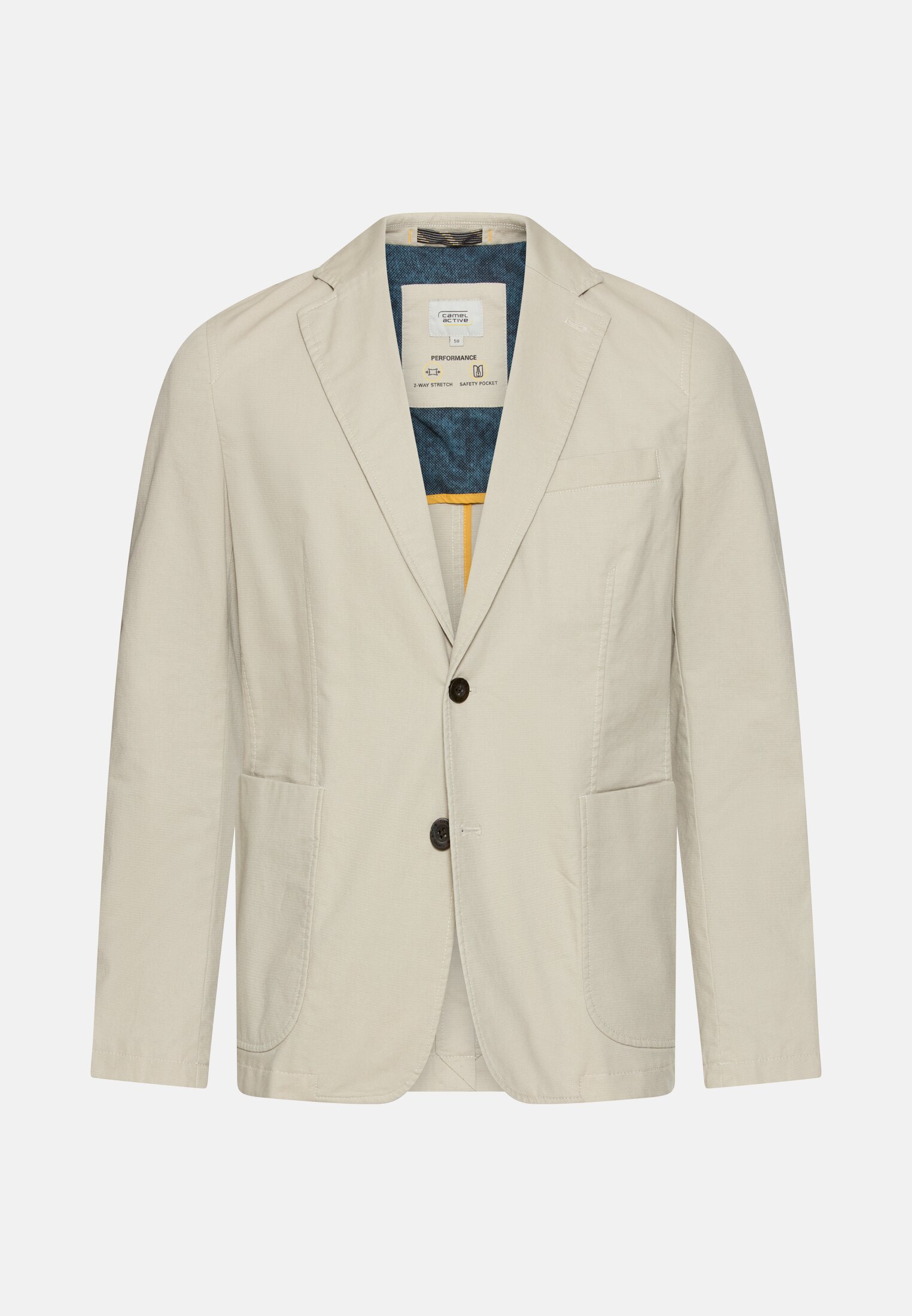 Heren Elastisch colbert met veiligheidszak Beige frontaal voor