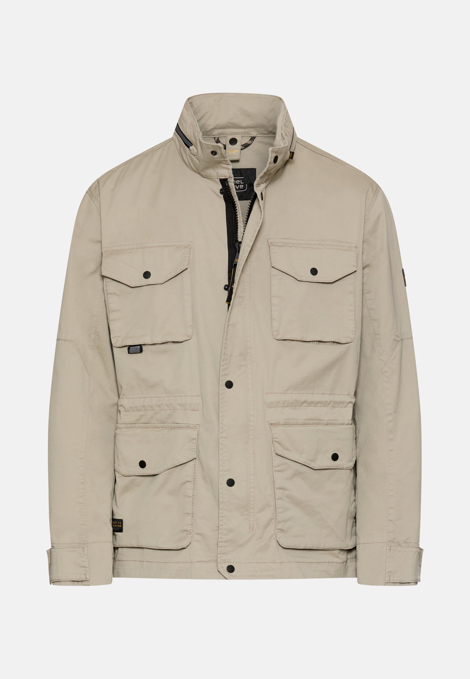 Heren Blouson met oprolbare capuchon Beige frontaal voor
