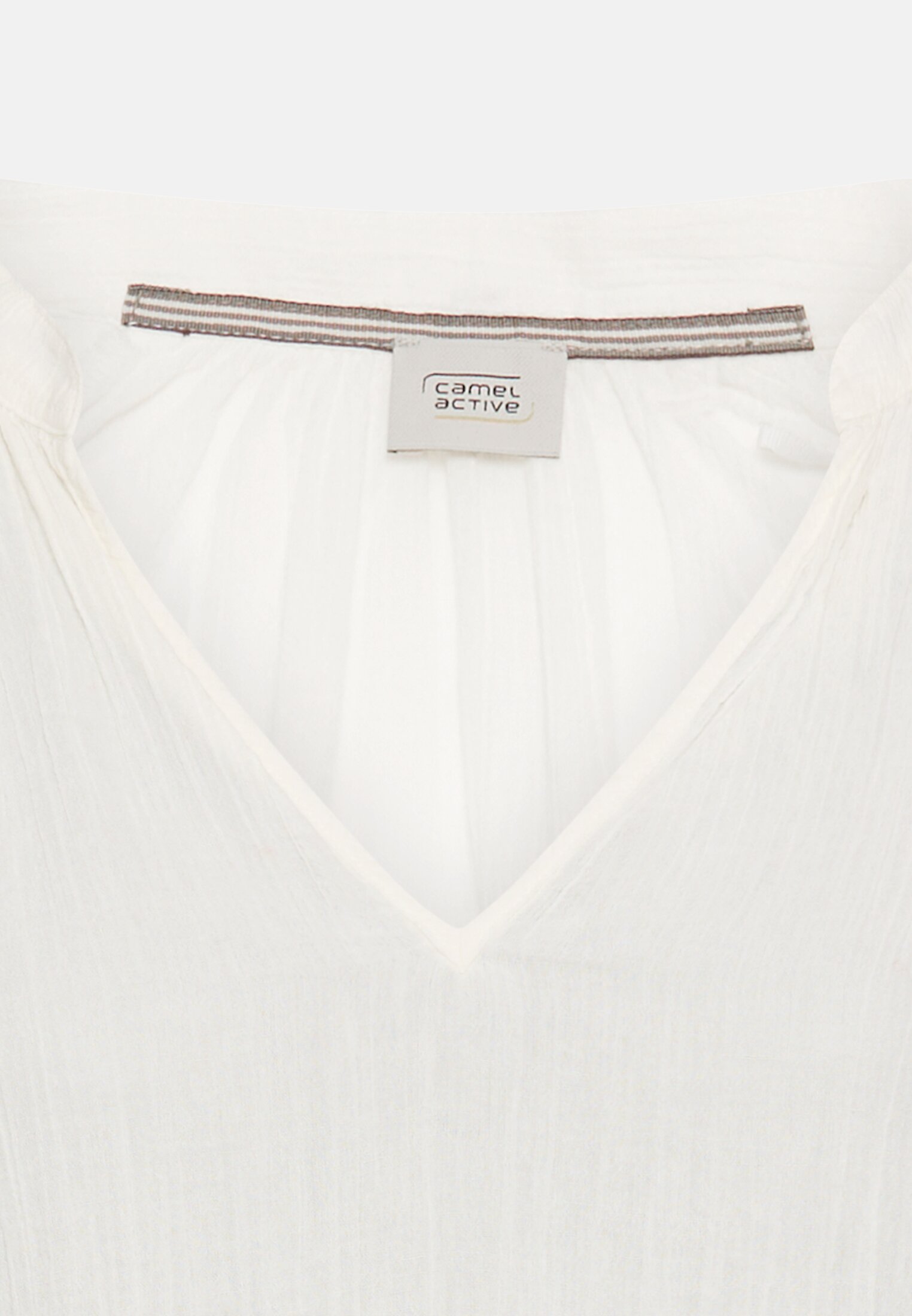 Damen Oversize-Bluse mit Stehkragen Milchweiß vorne nah