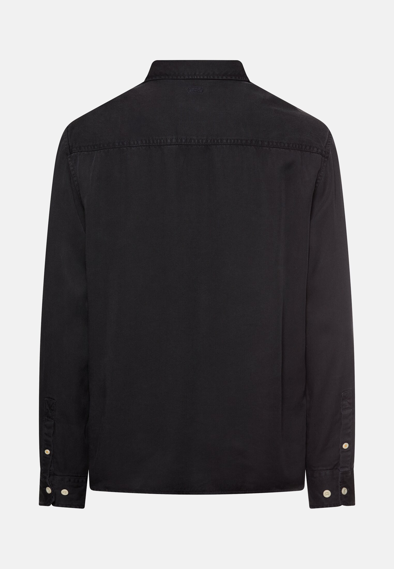 Heren Overhemd met lange mouwen en borstzak Nachtblau frontaal achter