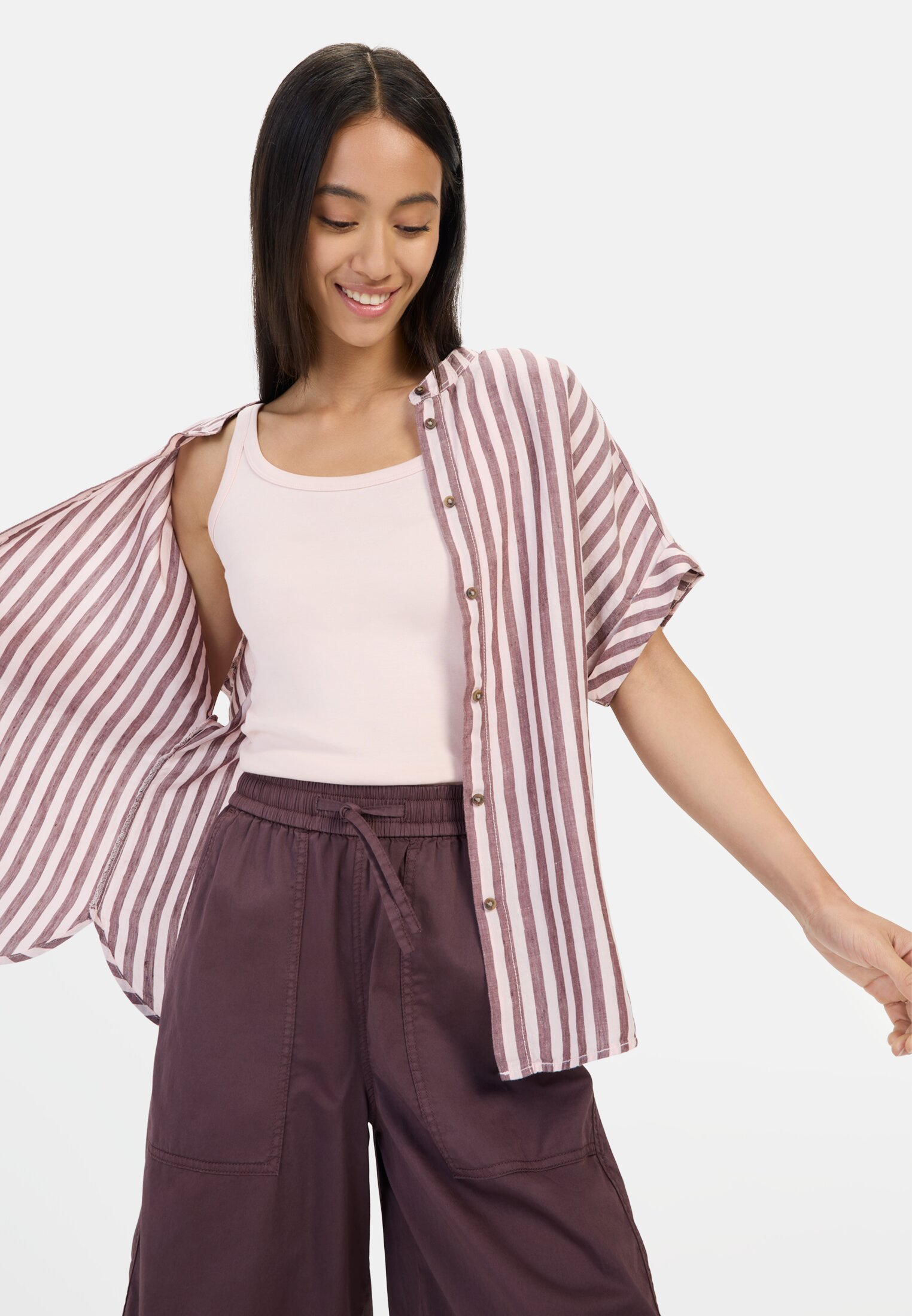 Women Basic top made of pure cotton Pink worn emotional