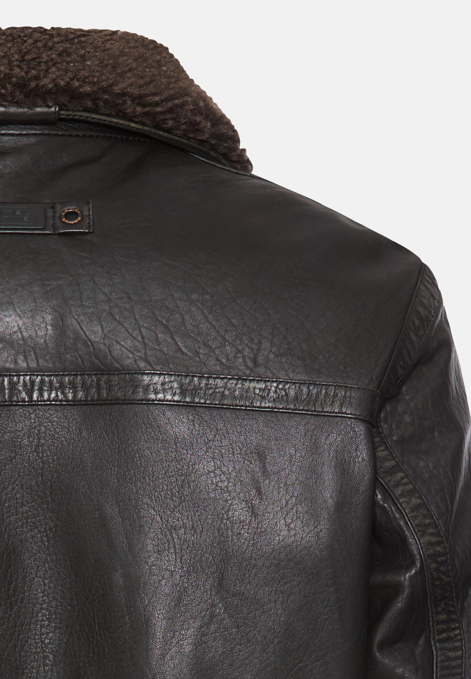 Herren Pilotenjacke im Wash Look mit abnehmbaren Teddykragen Asphalt hinten nah