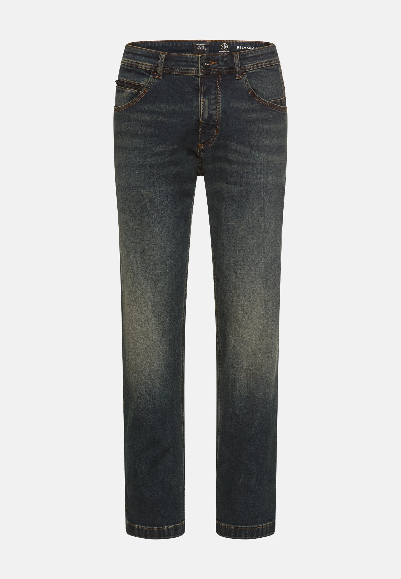 Heren fleXXXactive® Jeans Relaxed Fit Sepia bruin frontaal voor
