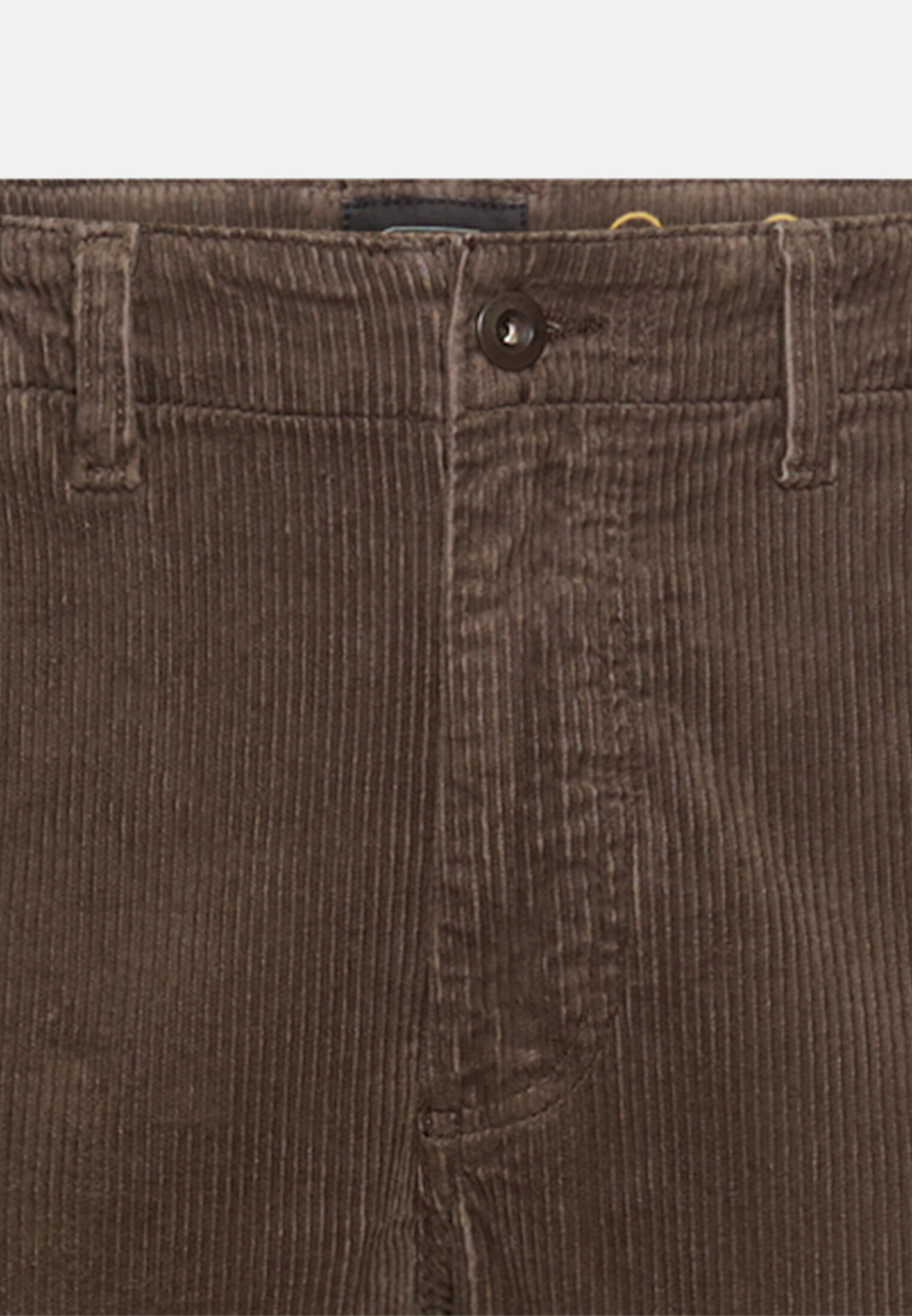Herren Regular Fit Chino Hose aus Cord Dunkelbraun vorne nah