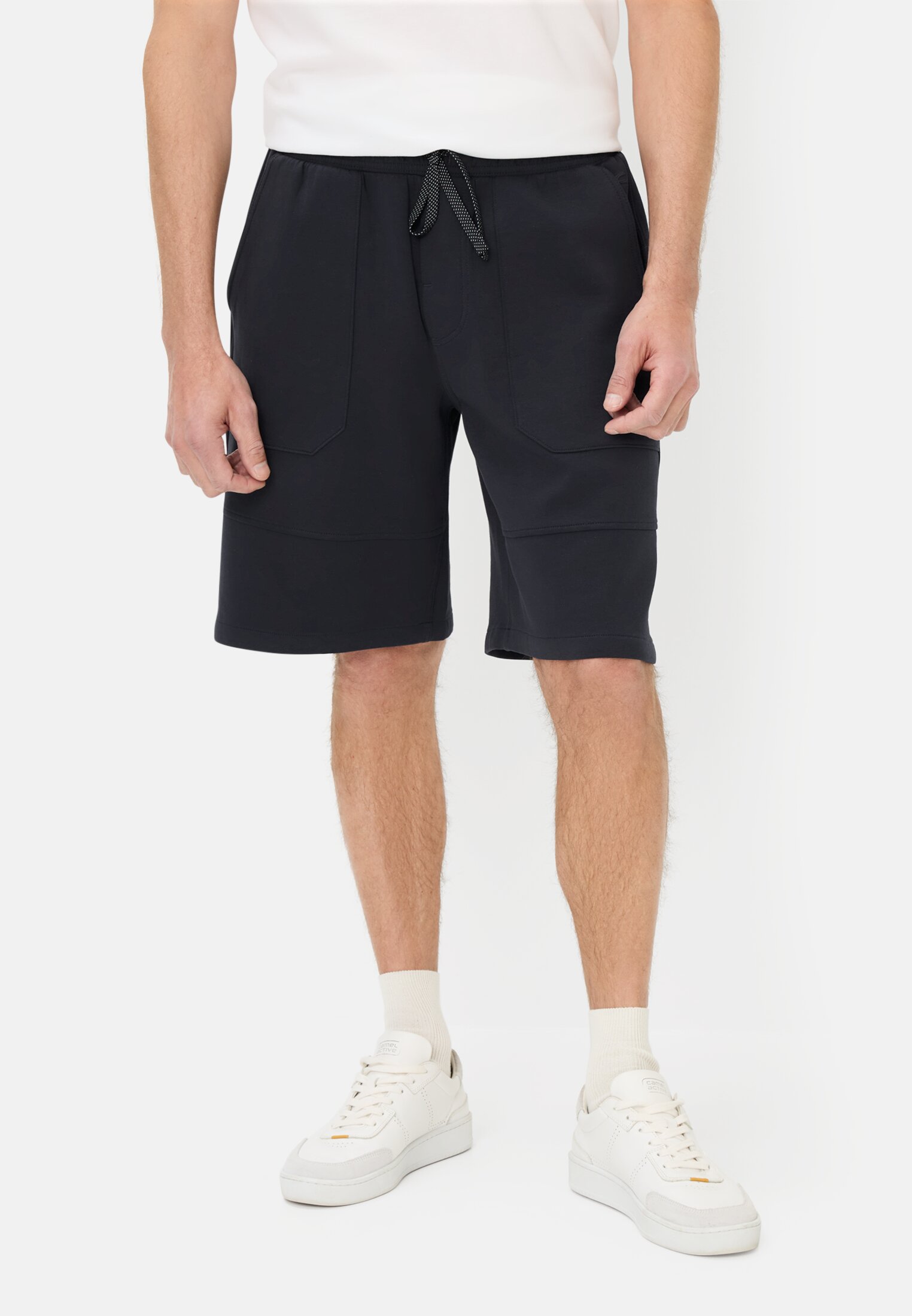 Men fleXXXactive® Bermuda shorts with drawstring Dark Blue worn front